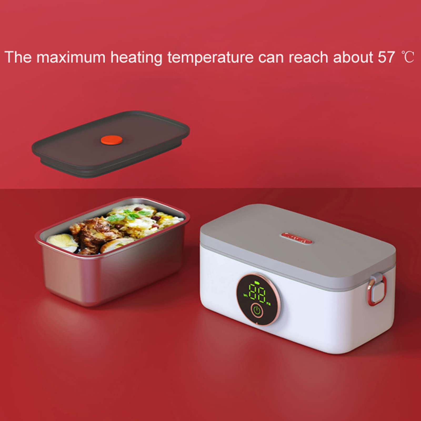 Fiambrera portátil con calefacción eléctrica, recargable por USB, sin agua, 16000 mAh, calentador de alimentos, recargable por USB, calentador de alimentos eléctrico, a prueba de fugas