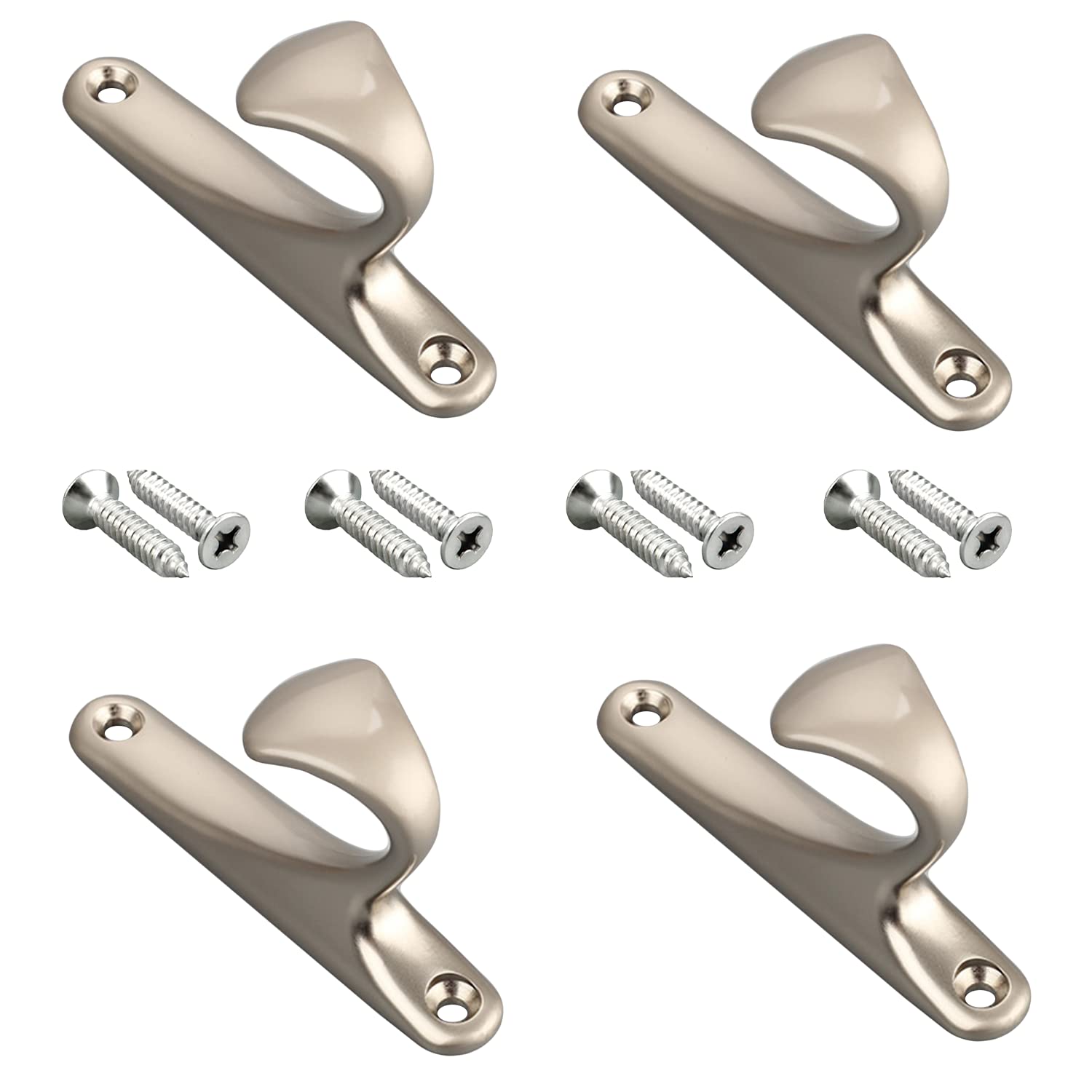 Sinsoner 4 Pieces Coat Hooks,Single Prong Robe Hooks,Zinc Alloy Hooks,Modern Simplicity Coat Hooks for Bathroom Bedroom Door Wall Single Coat Hooks with 8 Screws (Gold)