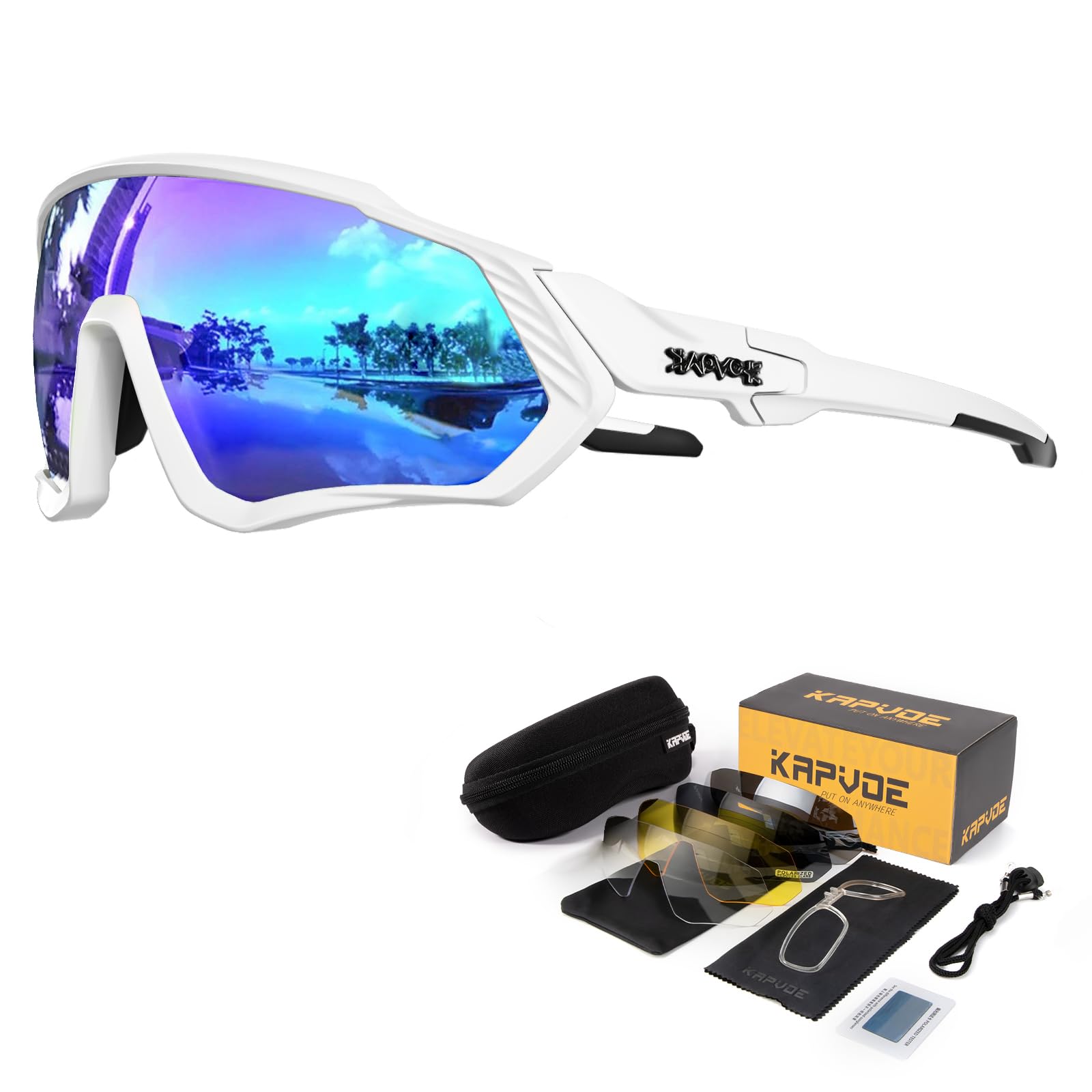 KAPVOE Gafas de ciclismo polarizadas con 5 lentes intercambiables, para hombres y mujeres, ideales para ciclismo de carretera