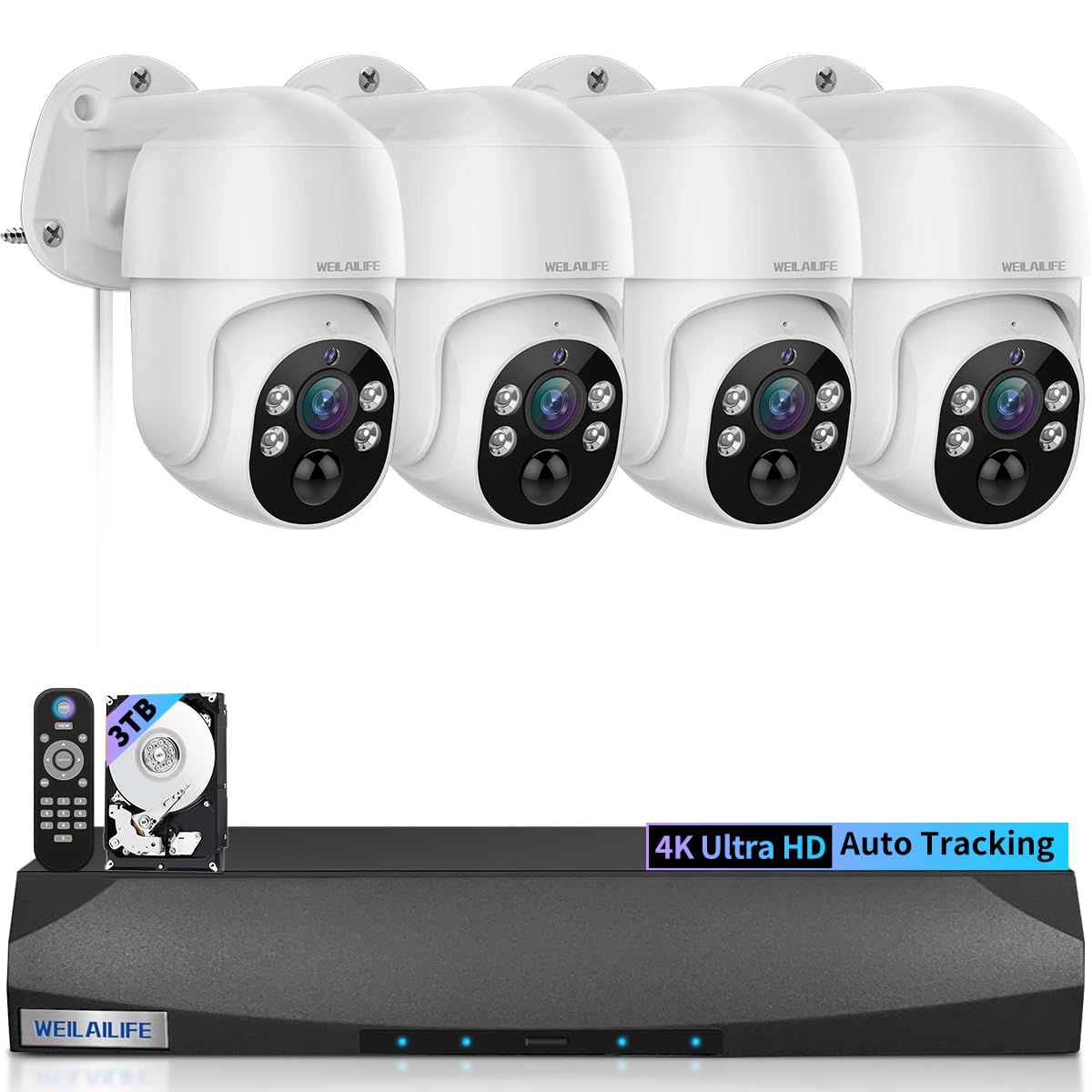 【90 giorni di archiviazione】 Sistema di telecamere di sicurezza cablate, telecamere di sicurezza POE per esterni, sistema di telecamere IP, kit DVR per videosorveglianza domestica