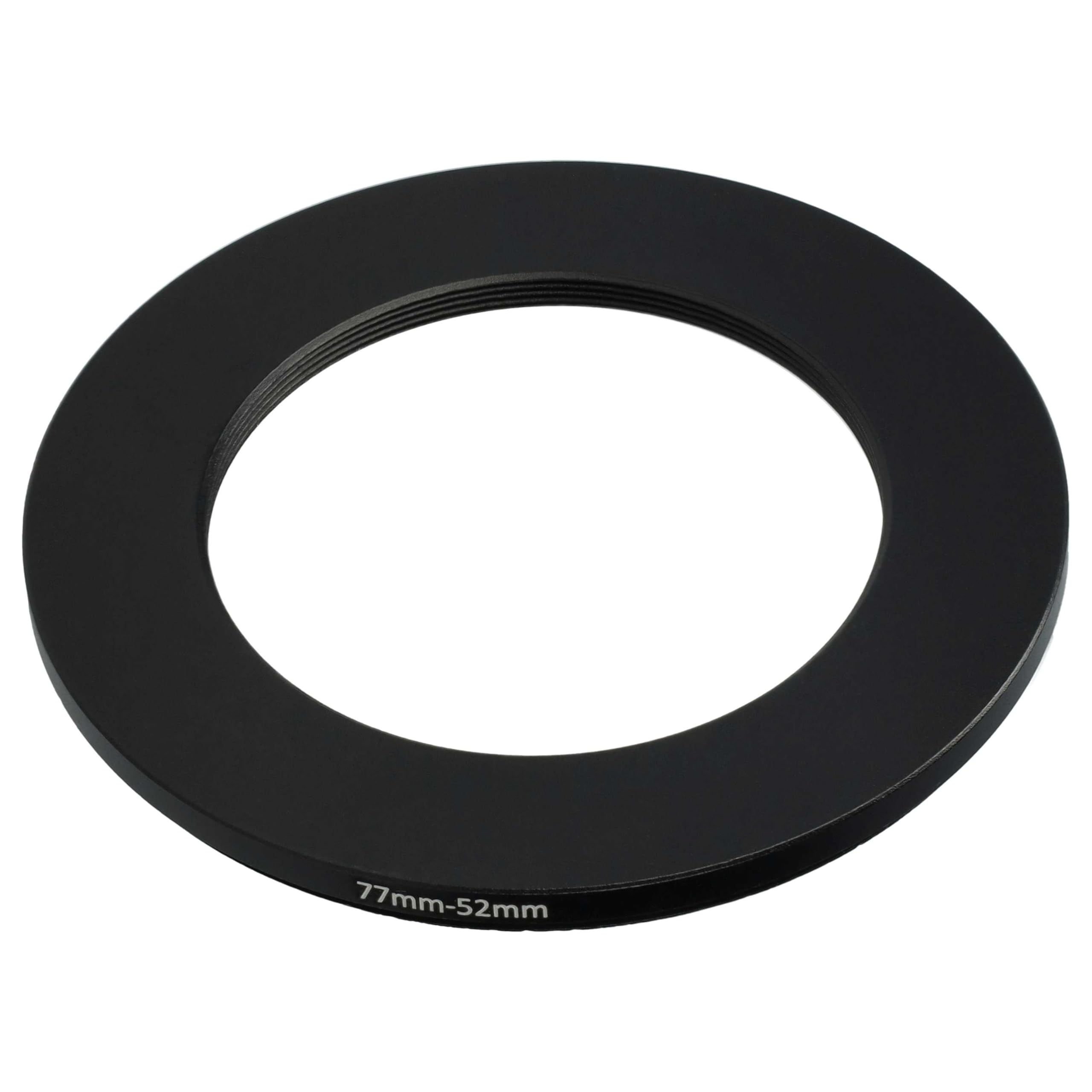 vhbw Bague d'adaptation de Filtre Step-Down de 77 mm vers 52 mm pour Objectif d'appareil Photo - Réducteur, métal Noir