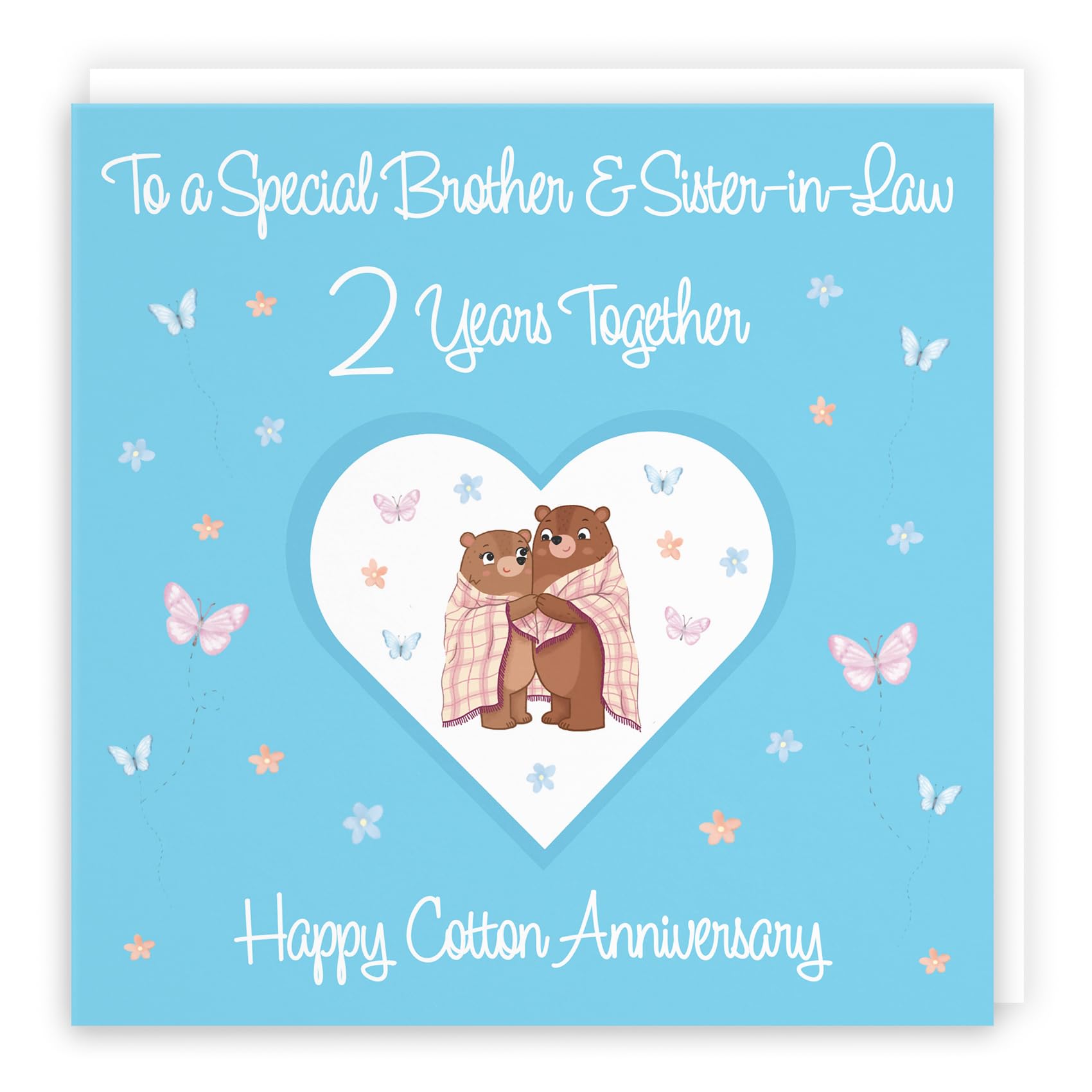 Hunts England, Brother & Sister-in-Law 2nd Anniversary Card, 2 Years, Cotton Anniversary, Romantic Meadows, Fun Card