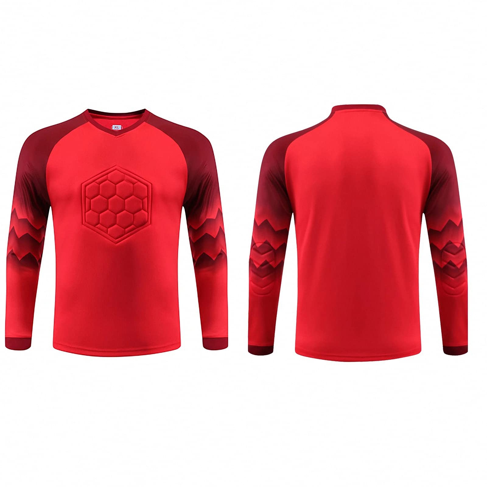 Conjunto de Jersey de Portero de fútbol para Hombres,Camiseta de Manga Larga Transpirable+Pantalones/Cortos Acolchados,Traje de Portero de fútbol Amortiguador anticolisión