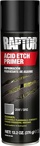Raptor Acid Etch Primer 1K Aerosol, imprimación protectora para grabado automotriz, pintura en aerosol duradera para metales desnudos, gris, 13.2