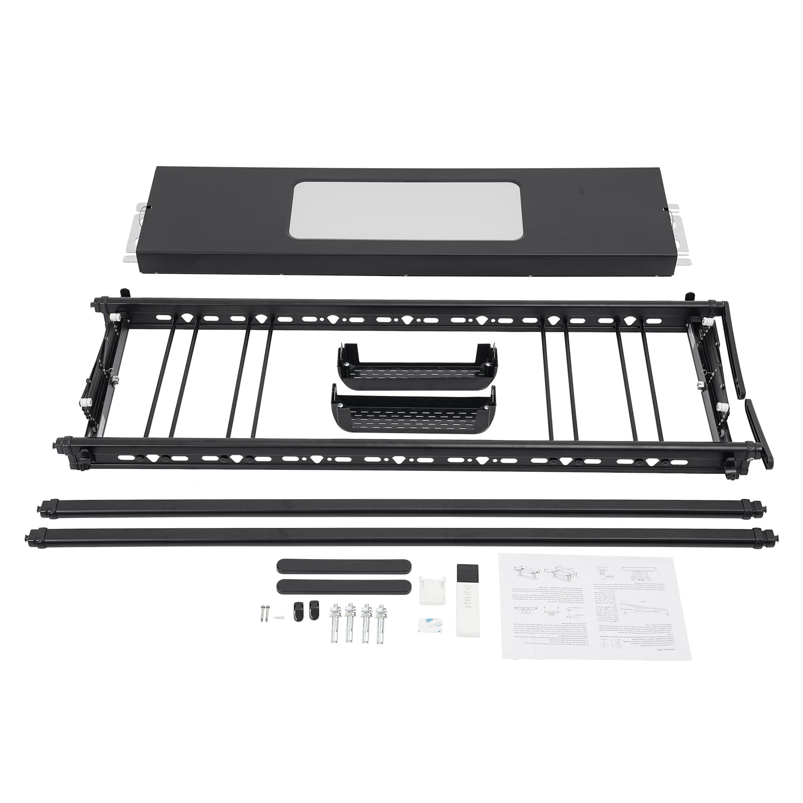 Stendibiancheria a soffitto, stendibiancheria da soffitto, essiccatore elettrico da soffitto, essiccatore da soffitto con 8 aste orizzontali, 2 aste estraibili, capacità di carico totale 35 kg