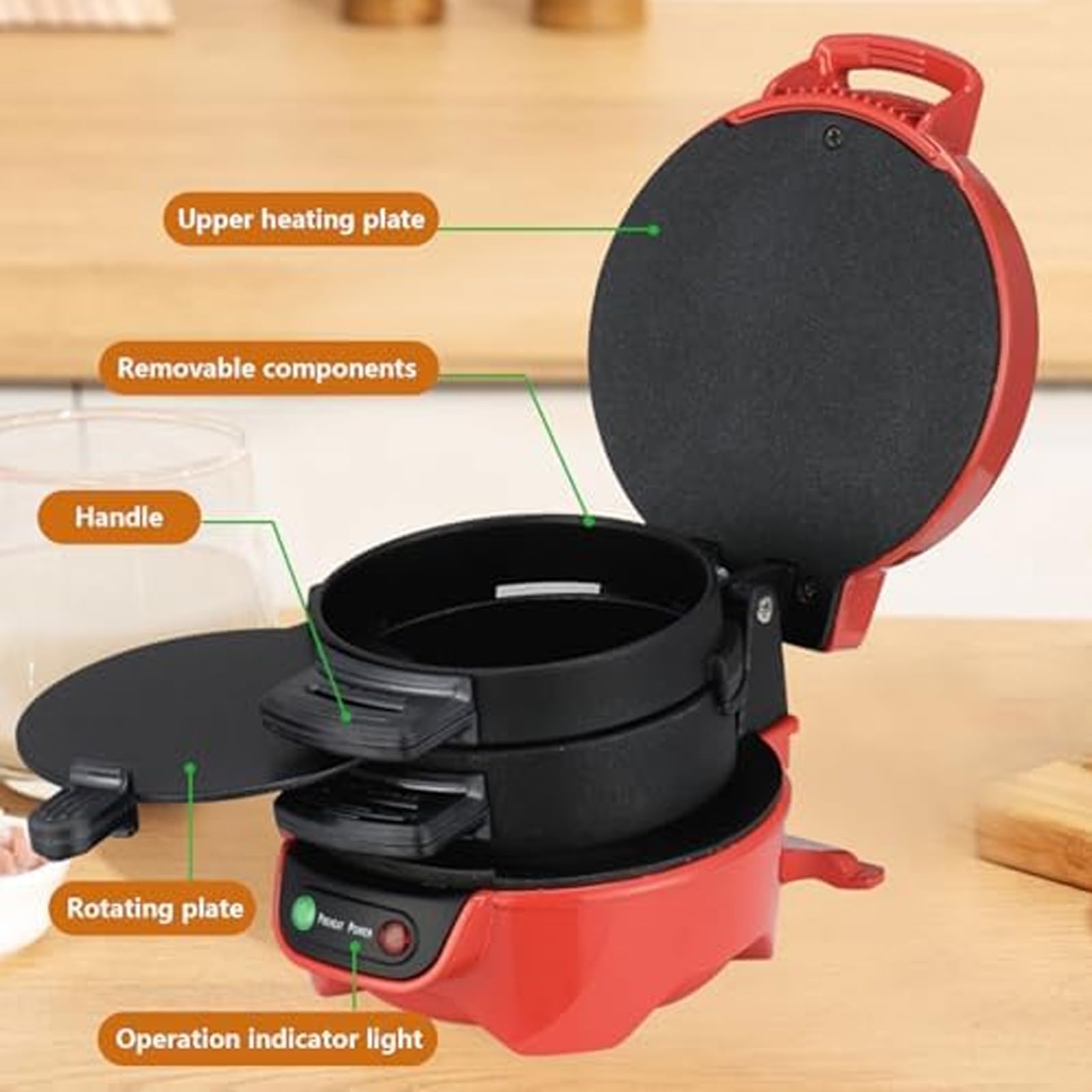 MRKU Prensa Multifuncional para sándwiches y Hamburguesas con Placas antiadherentes. Parrilla compacta para desayunos y Hamburguesas.