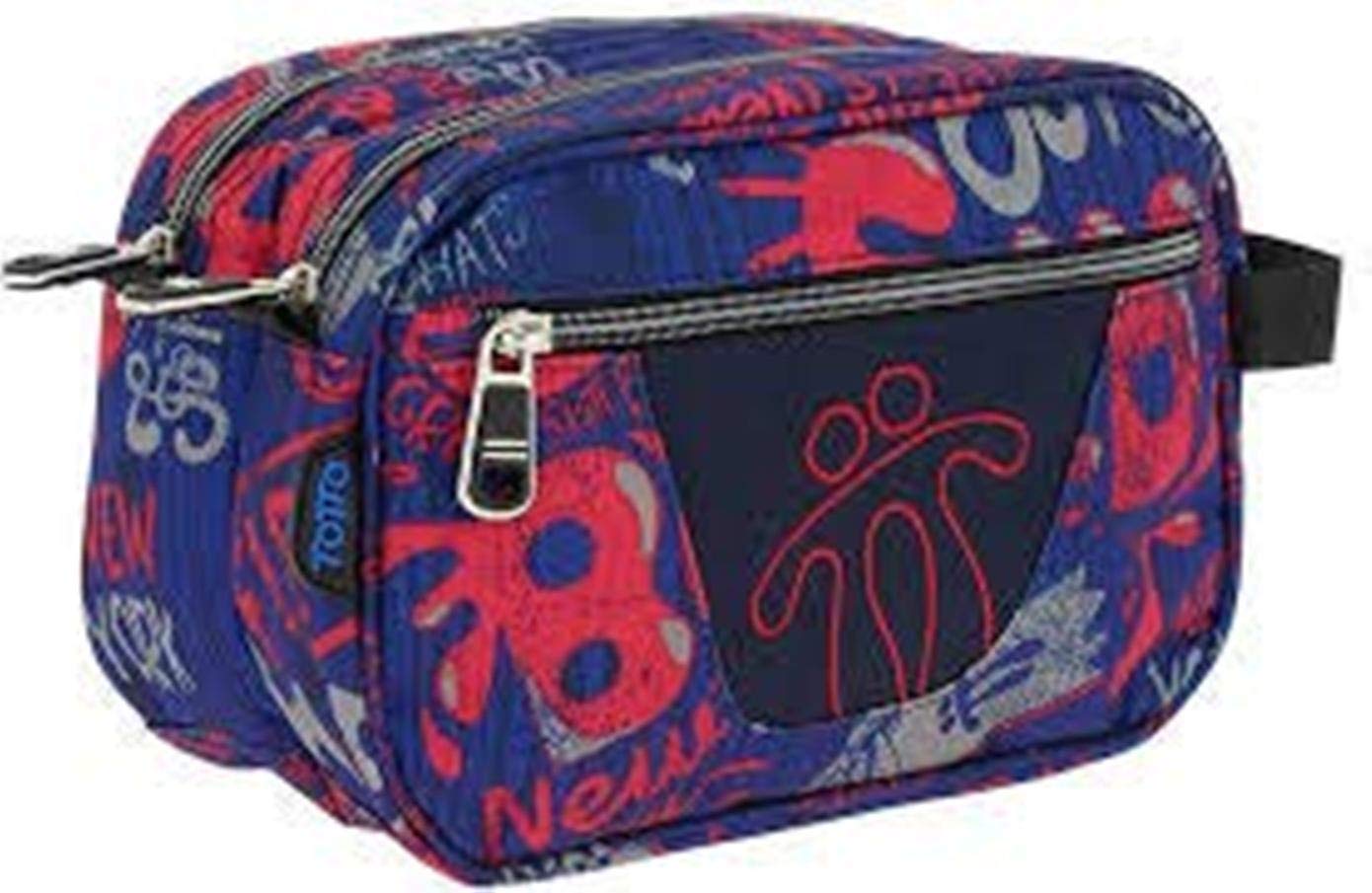 TOTTO AC52ECO010-1810Z-6LN Estuche Escolar Dos Compartimentos Estampado Backside, Plastilina, Multicolor, 26 cm