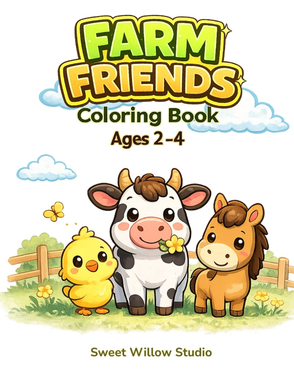 Farm Friends: Farm Coloring Book for Toddlers Ages 2–4 | Bold and Easy-to-Color Farm Scenes