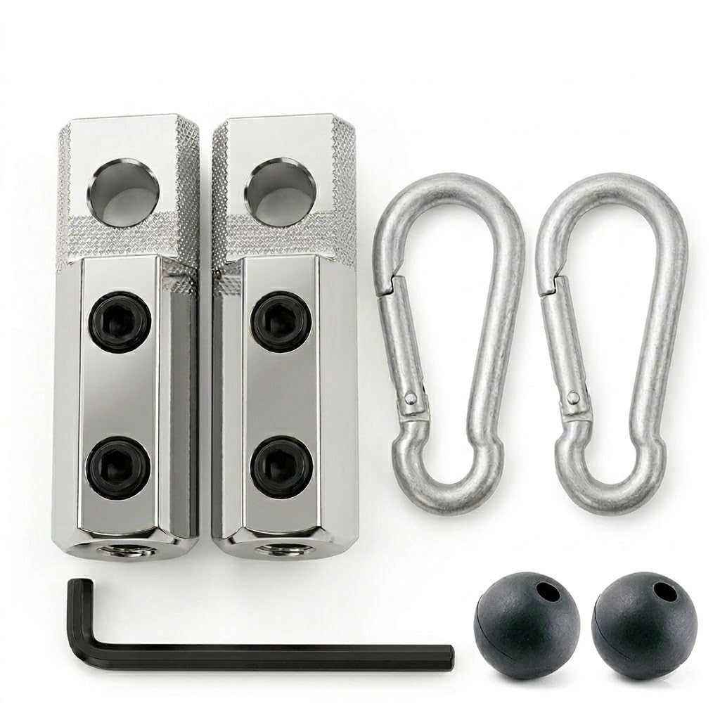 LAURIS Gym Wire Rope Cable Lock Clamps Set (2 Pack) with 3 Screw Safety Connector. Exercise Equipment Replacement Parts & Accessories with 2 Stopper Balls, 2 Snap Hooks & 1 Allen L Key-image-12