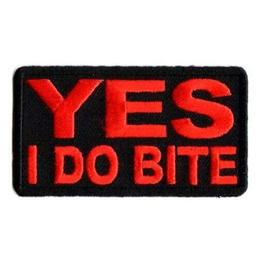 Motohog Unique Embroidered Iron & Sew Patch (Yes I Do Bite, Red) 3x1.6 inches