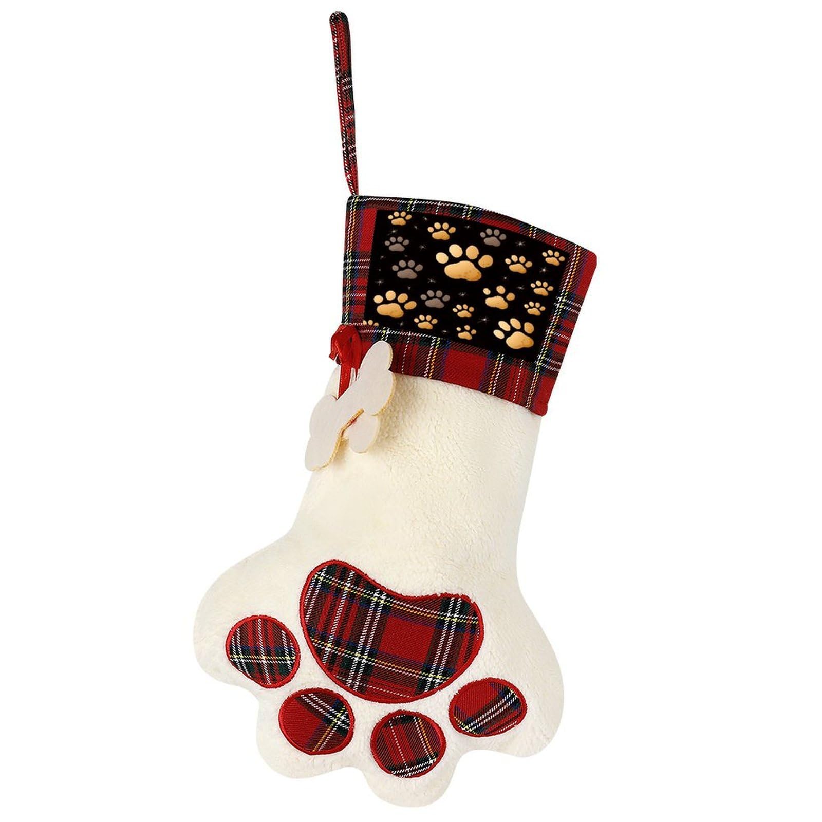 Dog Paw Print Dog Christmas Stocking,Custom Pet Paw Christmas Stockings Xmas Hanging Stockings Paw Shape Stocking for Xmas Tree Fireplace Hanging Christmas Party