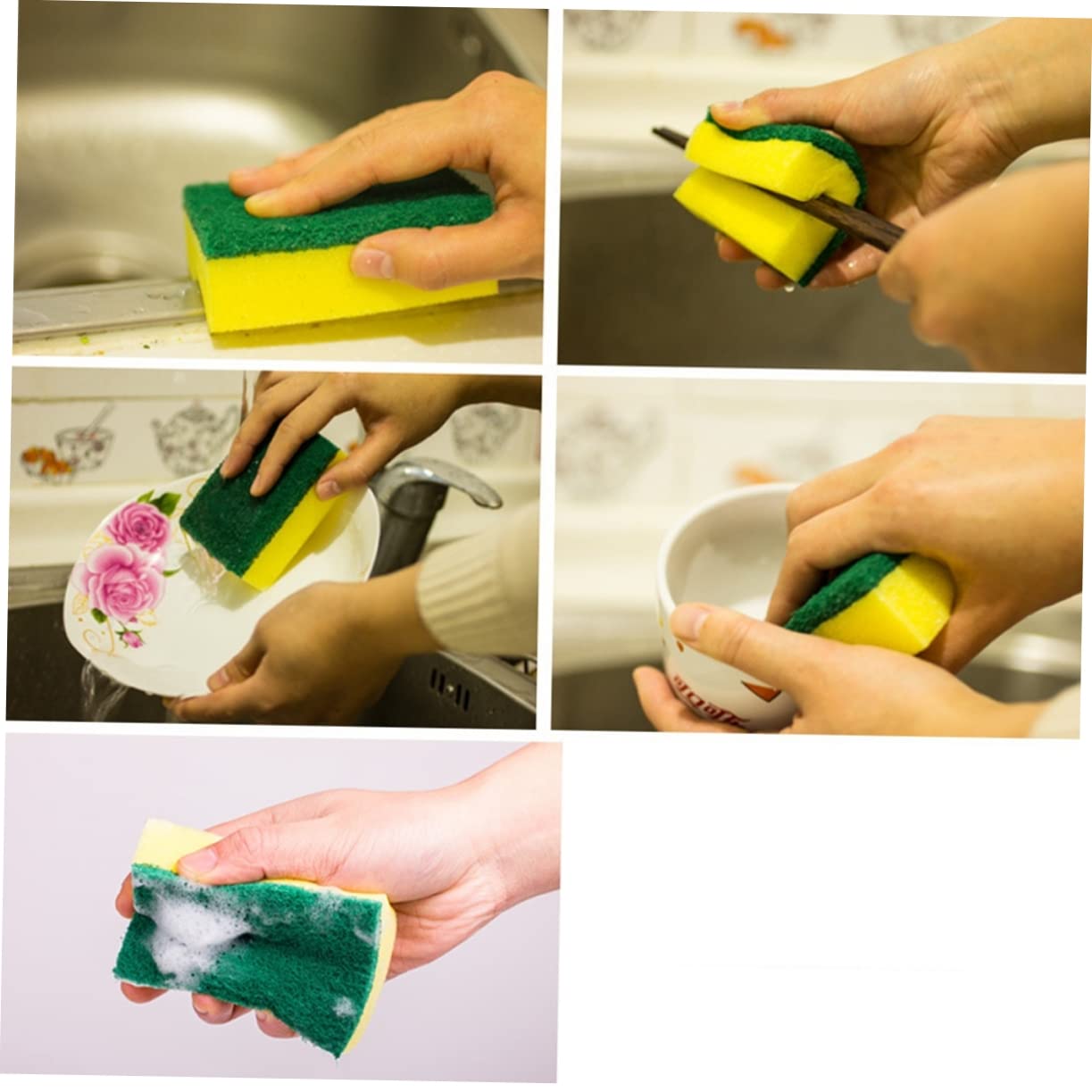Gatuida 84piezas Esponjas De Limpieza De Cocina Esponjas Antideslizantes para Fregar Platos Material Duradero para Lavaplatos y Tareas De Cocina Amarillo y Verde