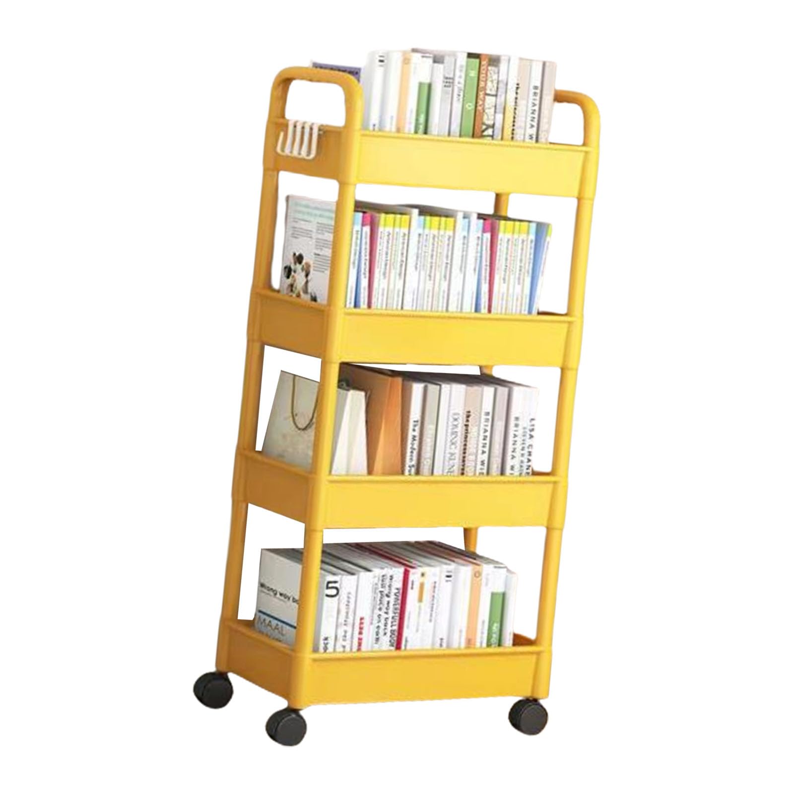 HGENAHGTF 4 Tiers Snacks Organiser Cart with Adjustable Shelves Space Saving Rack Practical Storage Trolley for Household Use Movable Shelf for Bedroom Organization