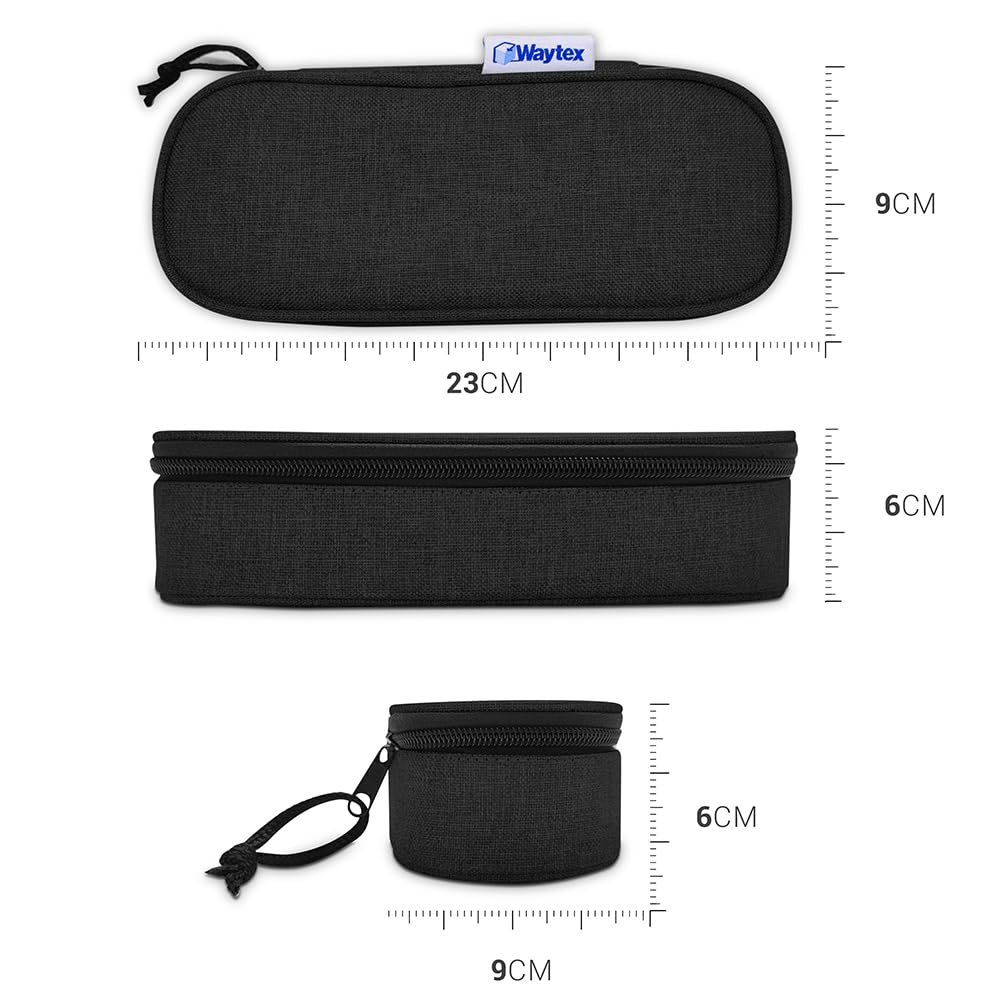 Waytex 931160 Large Capacity Semi Rigid Oval Zip Pencil Case for School, Office, Storage, Cosmetics - 23 x 9 x 6 cm - Black, Black, One Size - Image 4