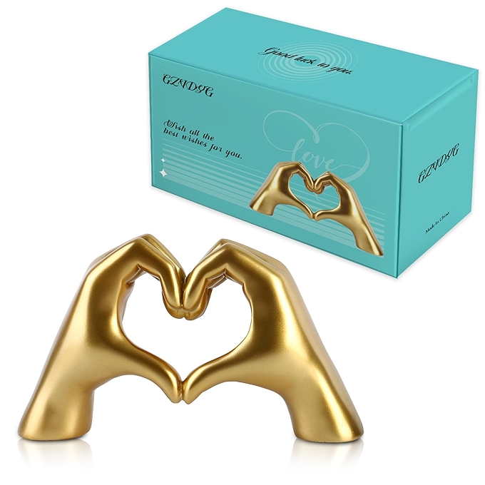 泰勒洛弗金色心手雕塑 饰品生日装饰 家居摆件