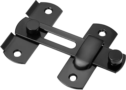 Miniatura 5 de Paquete de 4 pestillos para puerta de granero, 3.93 x 2.75 pulgadas, de acero inoxidable negro, cerraduras de puerta abatibles, cerraduras de puerta