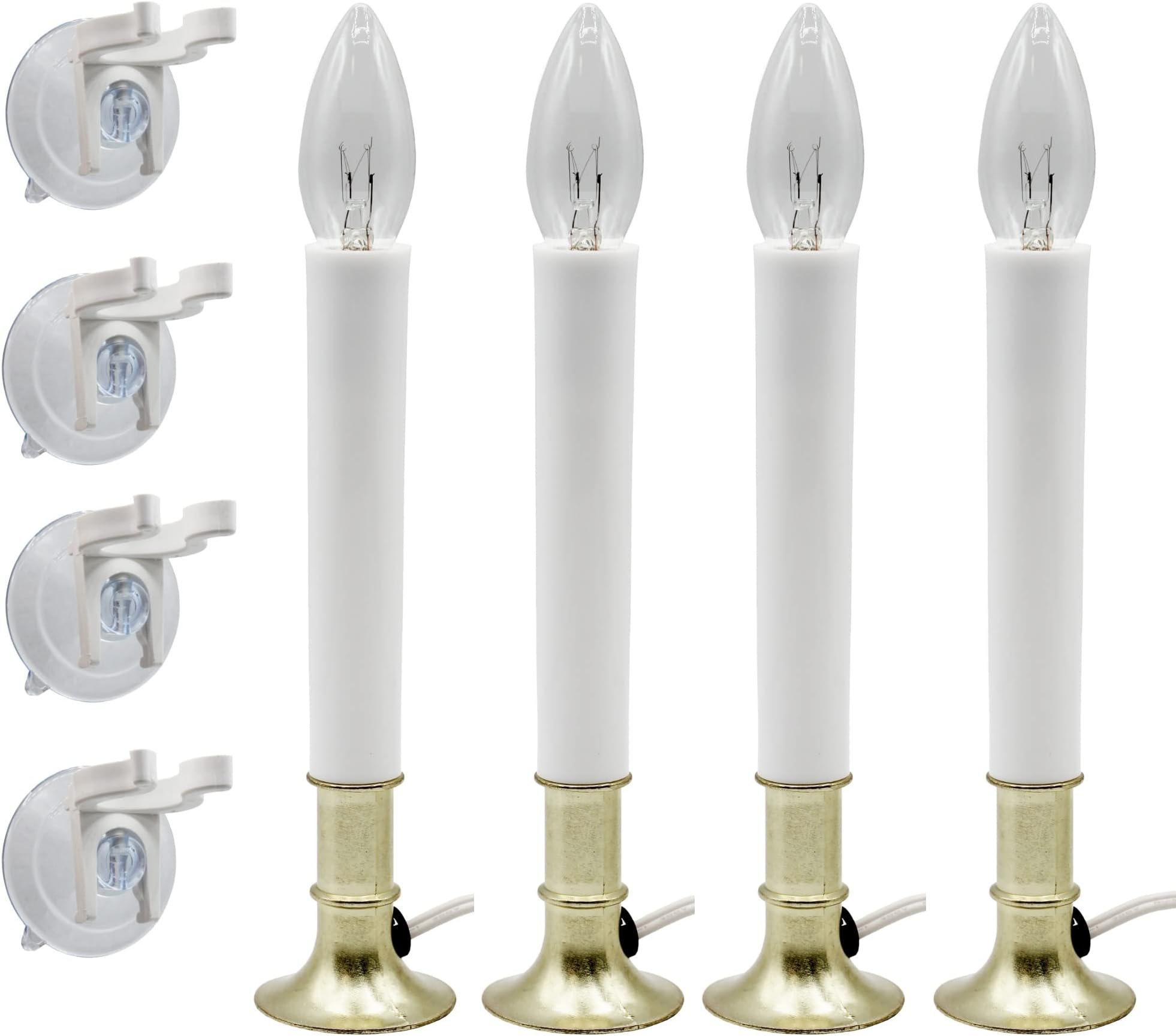 PREXTEX Christmas Candles Set of 4 Brass Plated Window