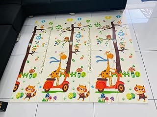 WENGTY Double Sided Water Proof Giraffe Mat Extra Large Reversible Baby Play Mat, Bpa Free Learning &amp; Crawling Foldable Fo...