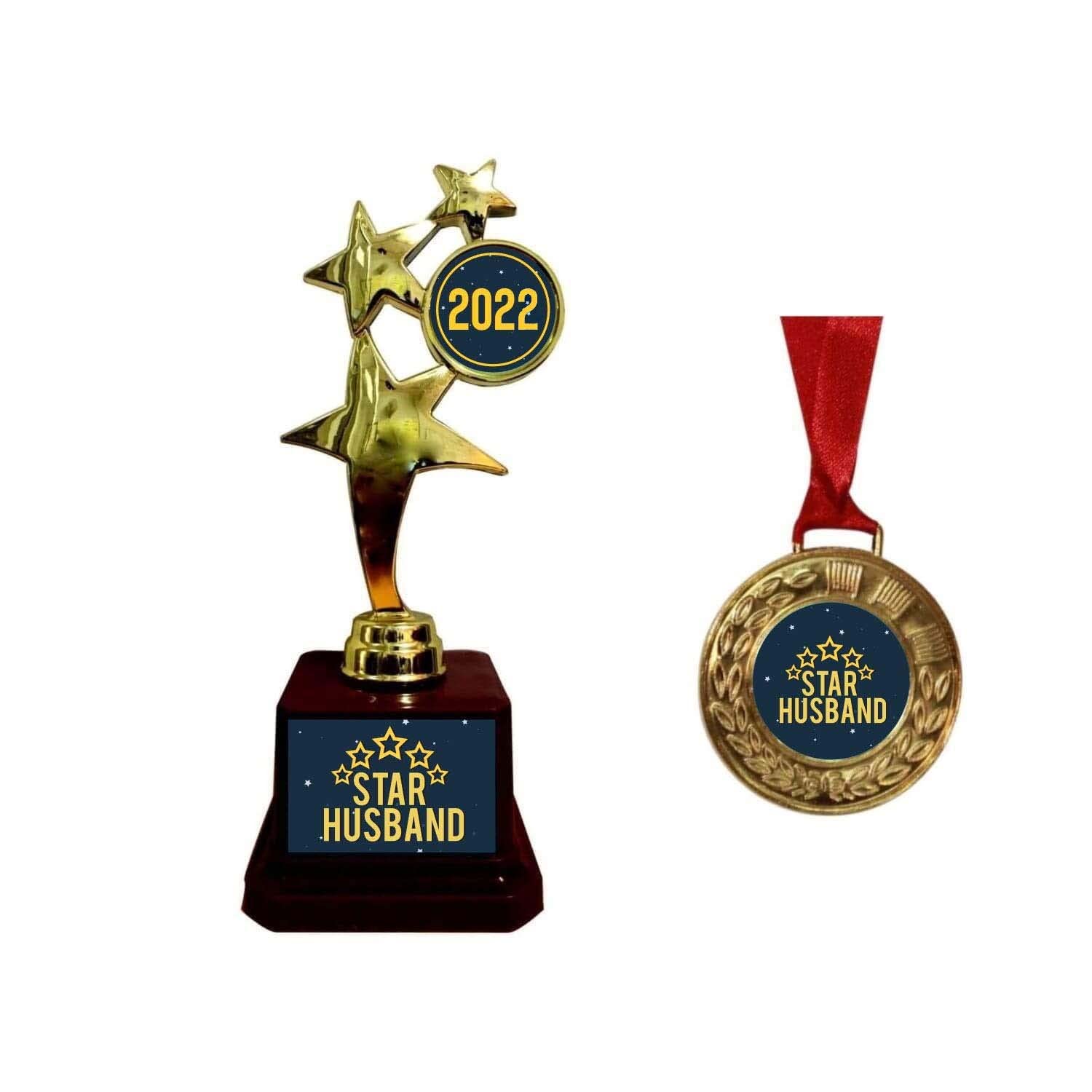 Yaya Cafe™ Valentine Gifts for 5 Star Husband Award Trophy Award - Champion Golden Alloy (B07HL94355) Amazon Price History, Amazon Price Tracker