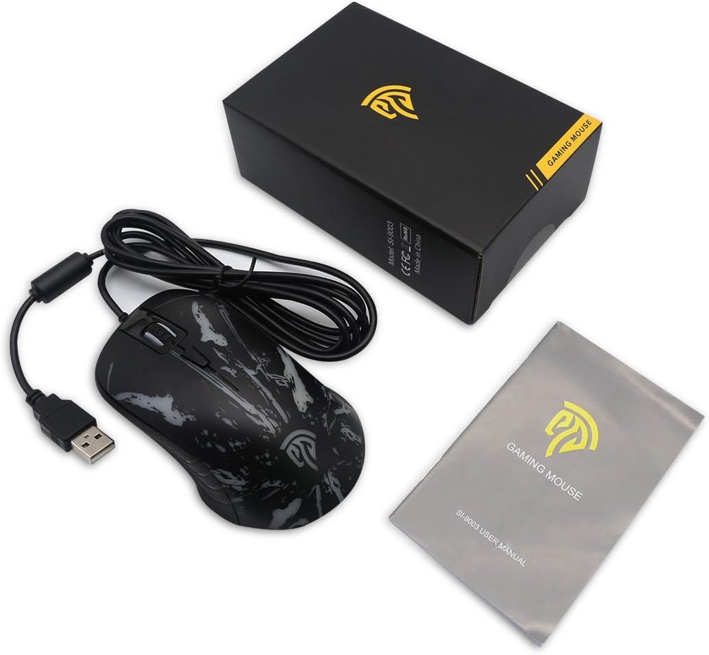 EasySMX Wired Office Mouse and Gaming Mouse, USB Optical Programmable Gaming Mouse, Macros Gaming Mice for PC, Laptop, MacBook