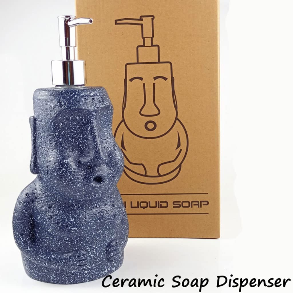 Dispensador de jabón de cerámica, Bomba de jabón de Manos para baño, dispensador de líquido Recargable con Bomba a Prueba de Fugas, Botella de loción de 450ml/15,2 oz