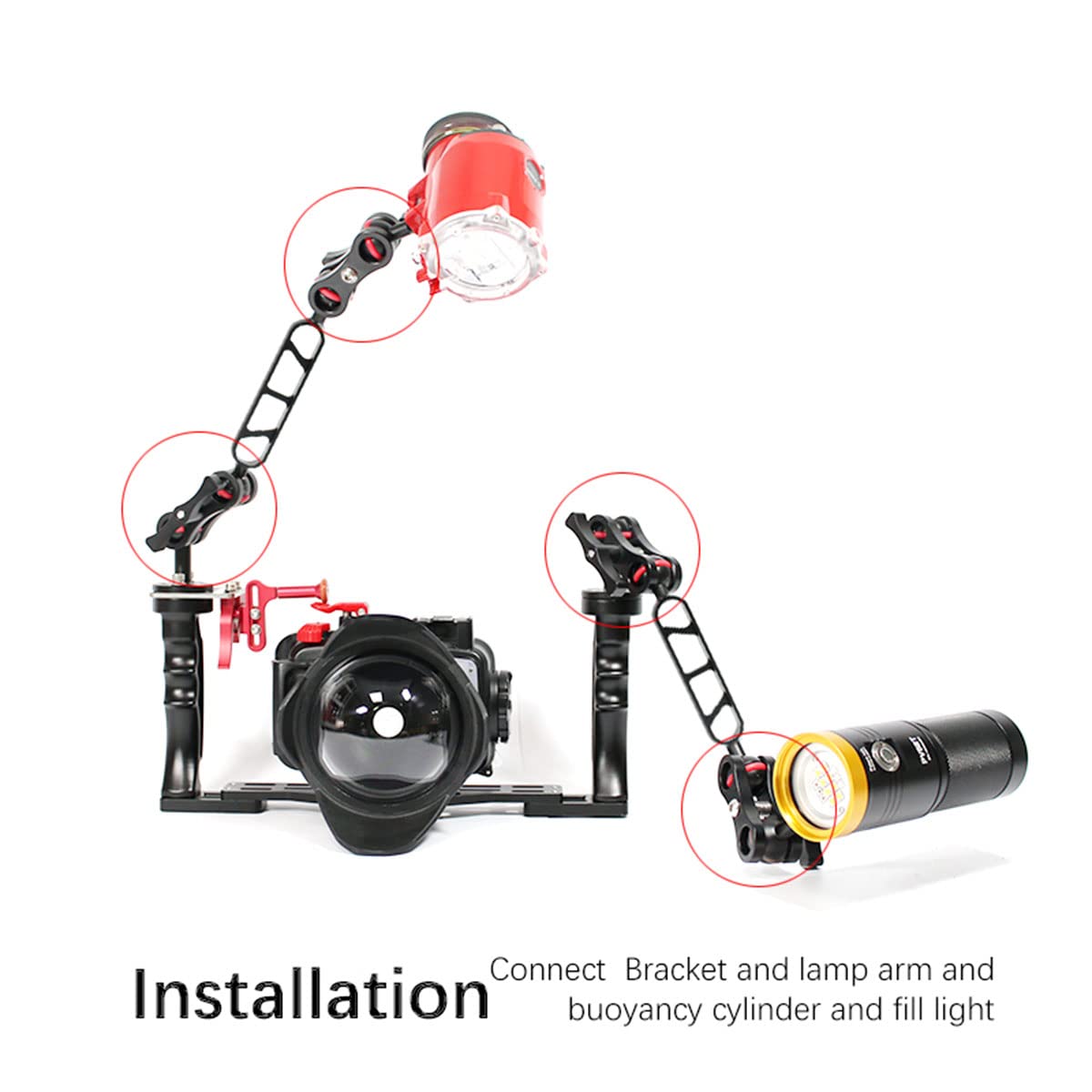 nitescuba Abrazadera de rótula estándar Soporte de abrazadera de bola larga para sistema de brazo de luz de buceo subacuático, trabajo con Ram Mounts 1 "pulgada abrazadera de montaje de bola NSZ06