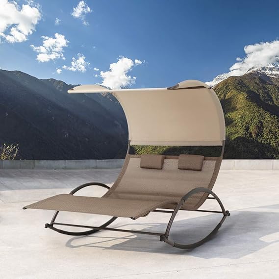 Crestlive Products Outdoor Double Chaise Lounge Chair Swing