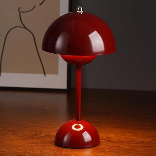 Lampe de table champignon rouge vin – 3 couleurs à intensité variable tactile – 