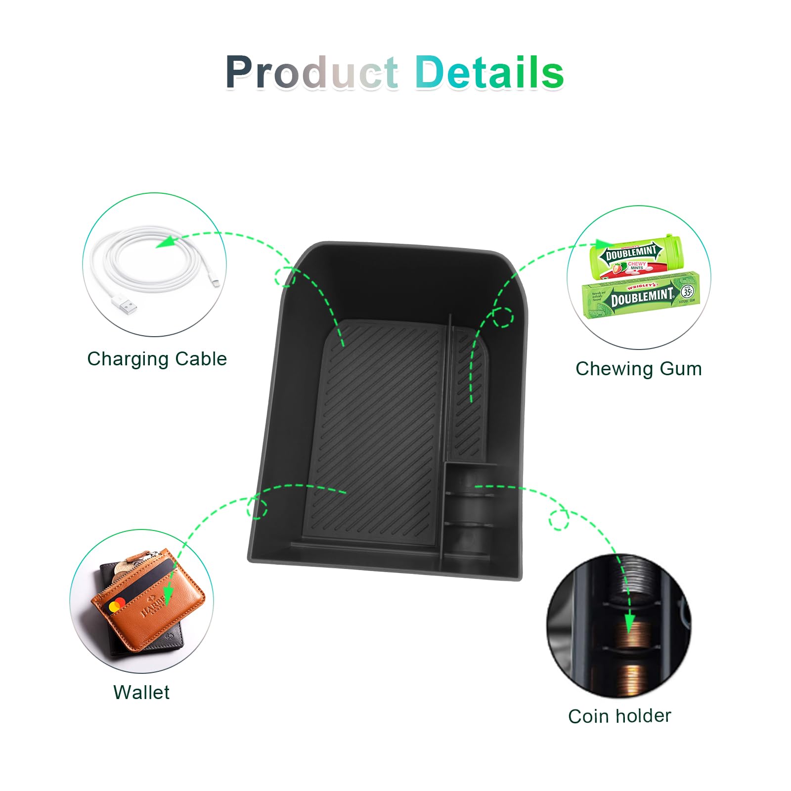 KOLOME Opbergdoos voor middenconsole, compatibel met EV3 GT Line 2025 2026, armleuning-organizer, tray opslag, interieur, accessoires
