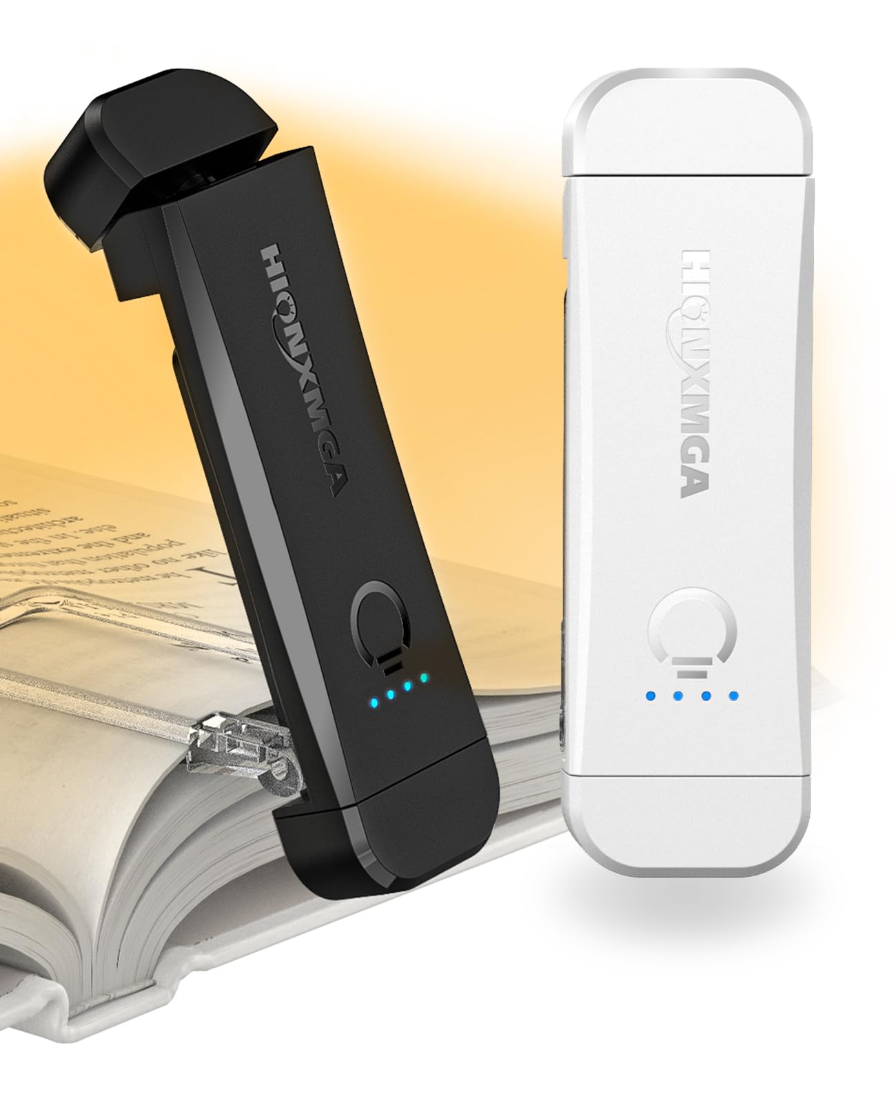 Book Reading Light,2 Pack Silent Touch Books Lamp for Reading in Bed,Rechargeable Clip on Booklight with 3 Amber Color & 7 LEDs Precise Dimming for Night Reading for Book Lover,Kid,White+Black