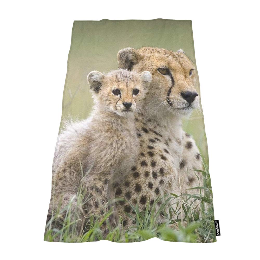 Moslion Soft Bath Towels Wild Animal Cheetah Comfy Bathing/Beach/Camping Towel for Women Men Girls Boys Large Size 64x32 Inches