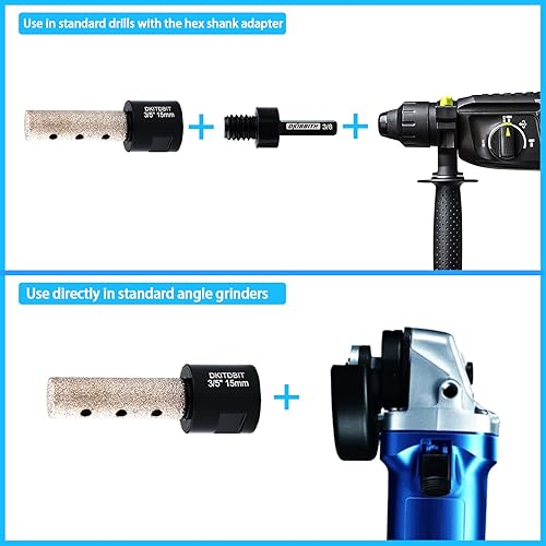 Miniatura 5 de Broca de dedo recubierta de diamante, broca de fresado de azulejos de 35 pulgadas para ampliar agujeros de forma pulida, bordes en encimera de