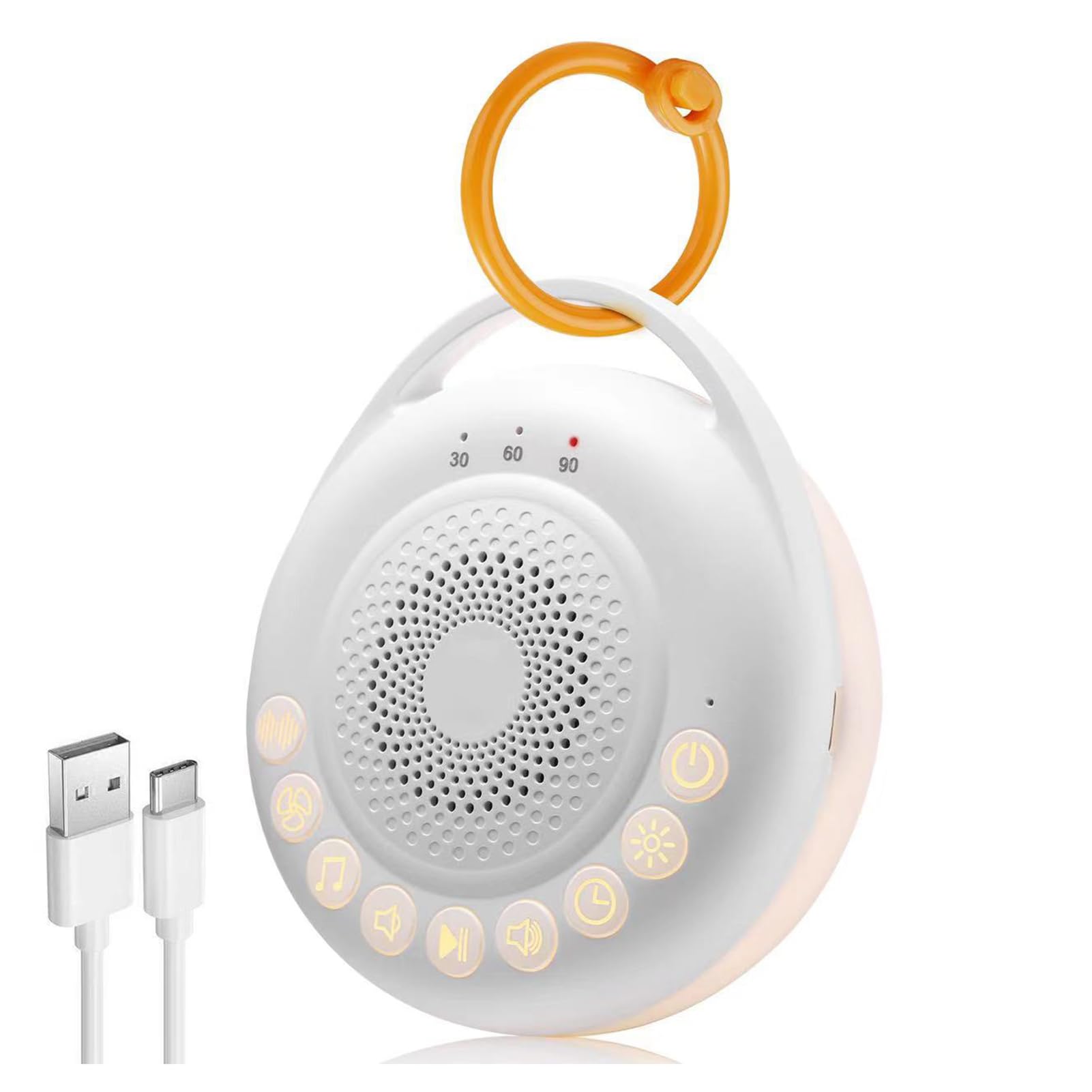 Máquina para Dormir con Ruido Blanco, 26 Sonidos relajantes, 7 Luces nocturnas, con Anillo Antideslizante y Recargable por USB, Terapia pequeña, para niños, Viajes y hogar.