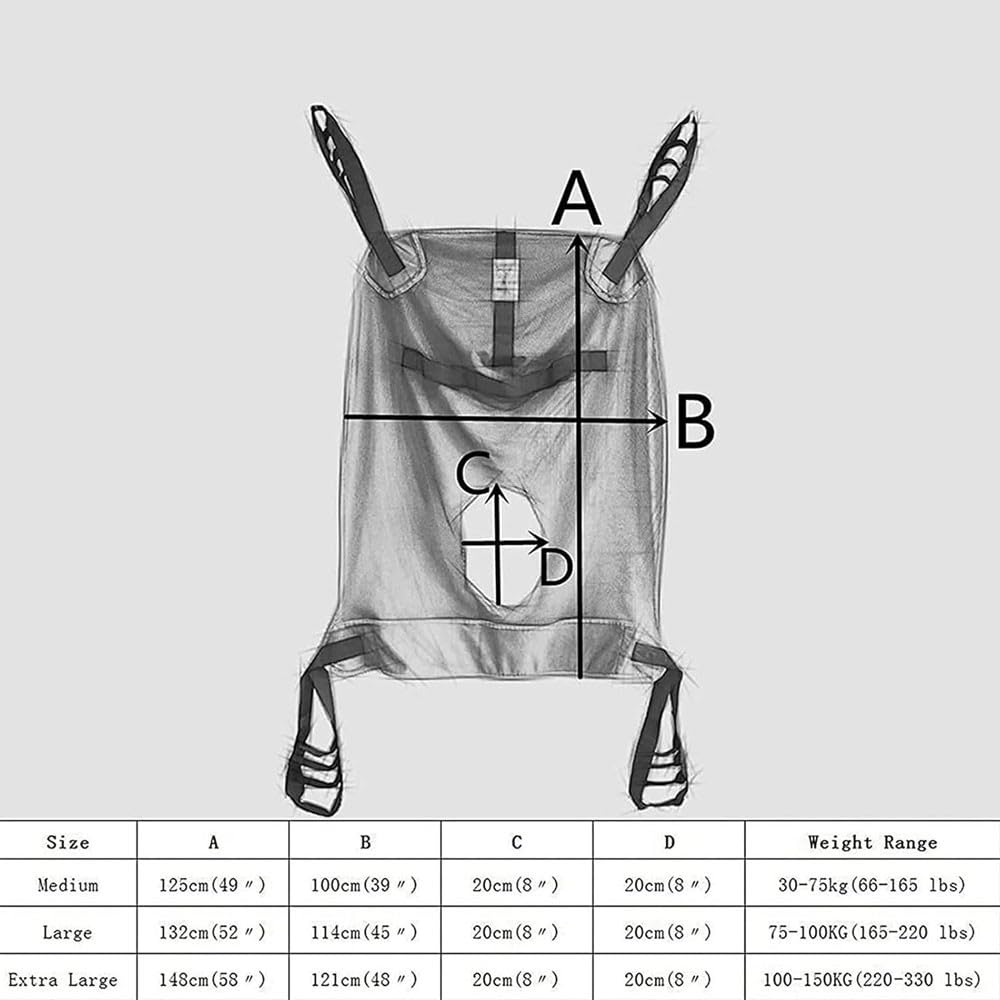 Arnés Elevación Paciente Cuerpo Completo, Eslinga De Elevación,para Posicionamiento Y Elevación De La Cama,Enfermería, Cuidador 507 Libras No Incluye grua M