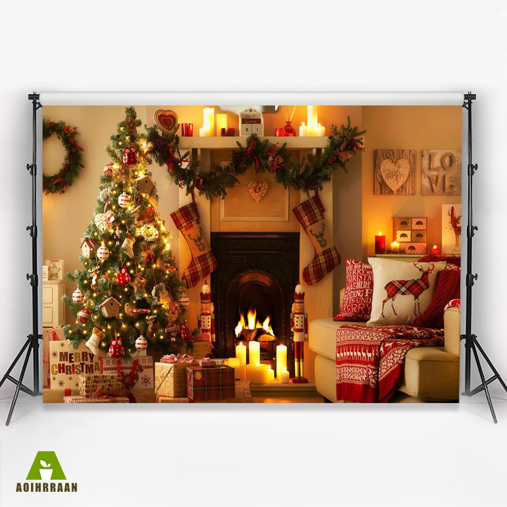 Escenario Navidad árbol Regalos Fondo Navideño Aoihrraan 3x2m - Escena De  Chimenea Con Árbol Y Regalos Para Fotos Familiares Fondo Navidad, image size:1000x1000