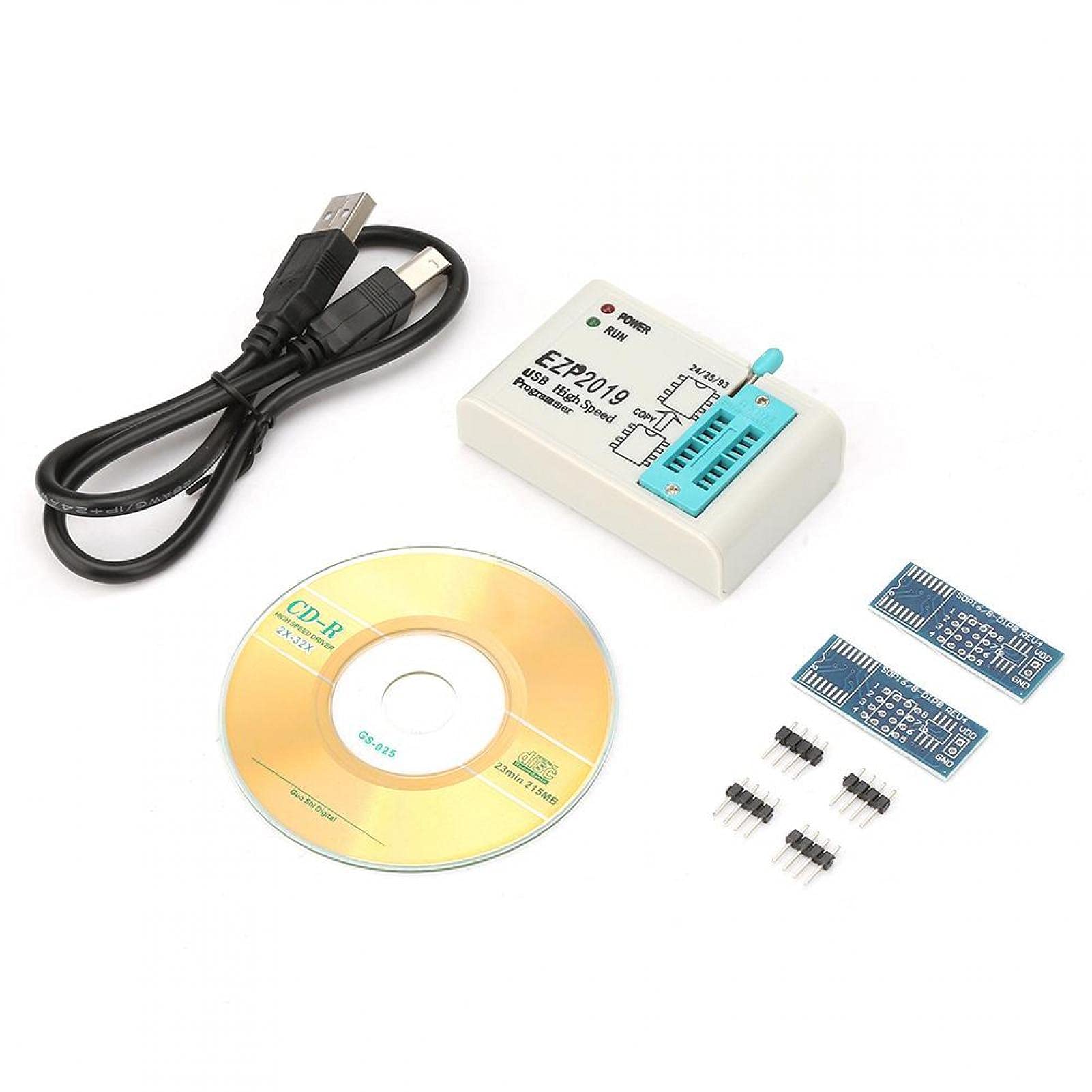 KSZJSD EZP2019 USB Programmer EEPROM Programmer BIOS Chip Programmer for 24 25 93 EEPROM Flash Bios(Programmer + 3 Burning sockets)