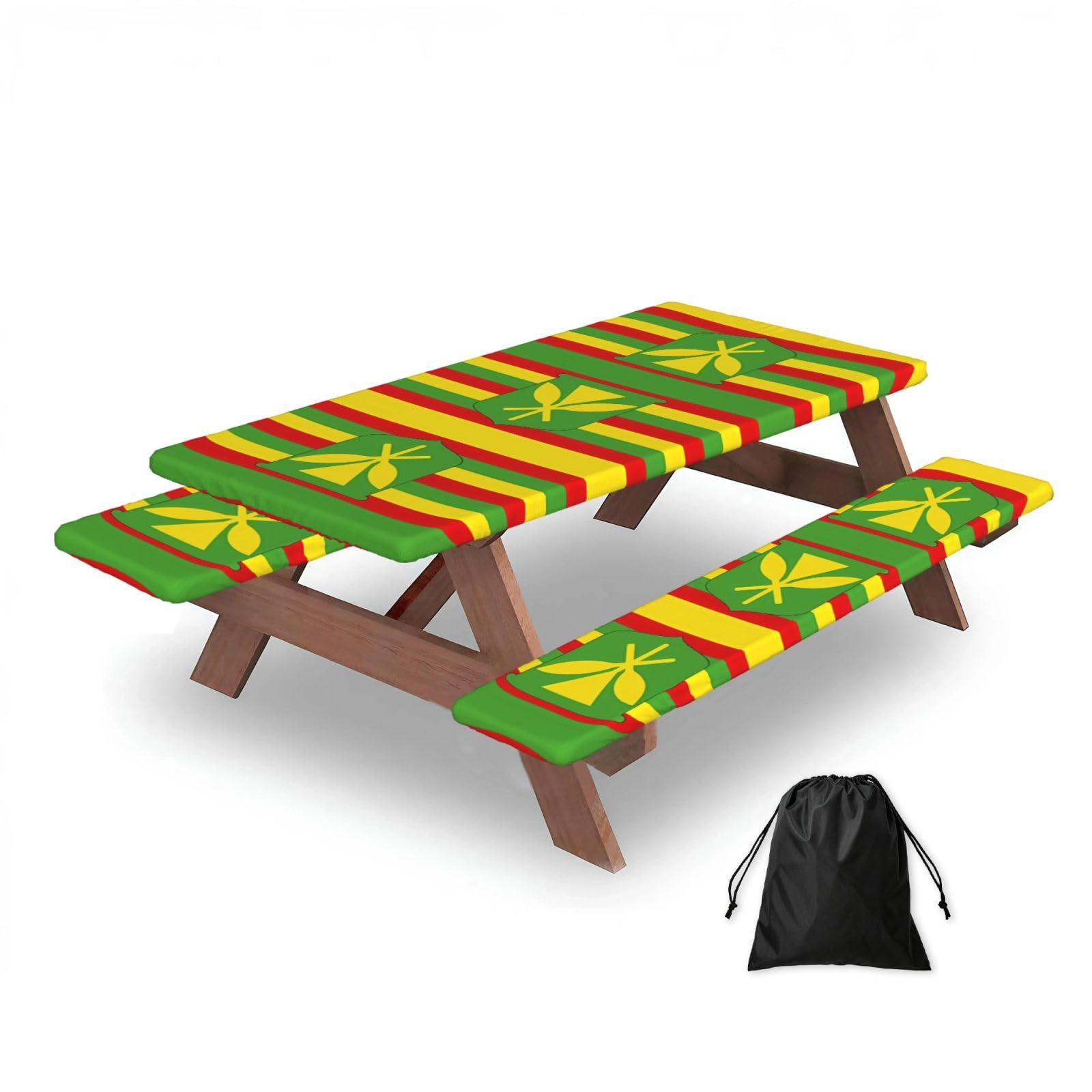 Native Hawaiian Flag Rectangular water-repellent picnic tablecloths, outdoor camping, picnic, BBQ