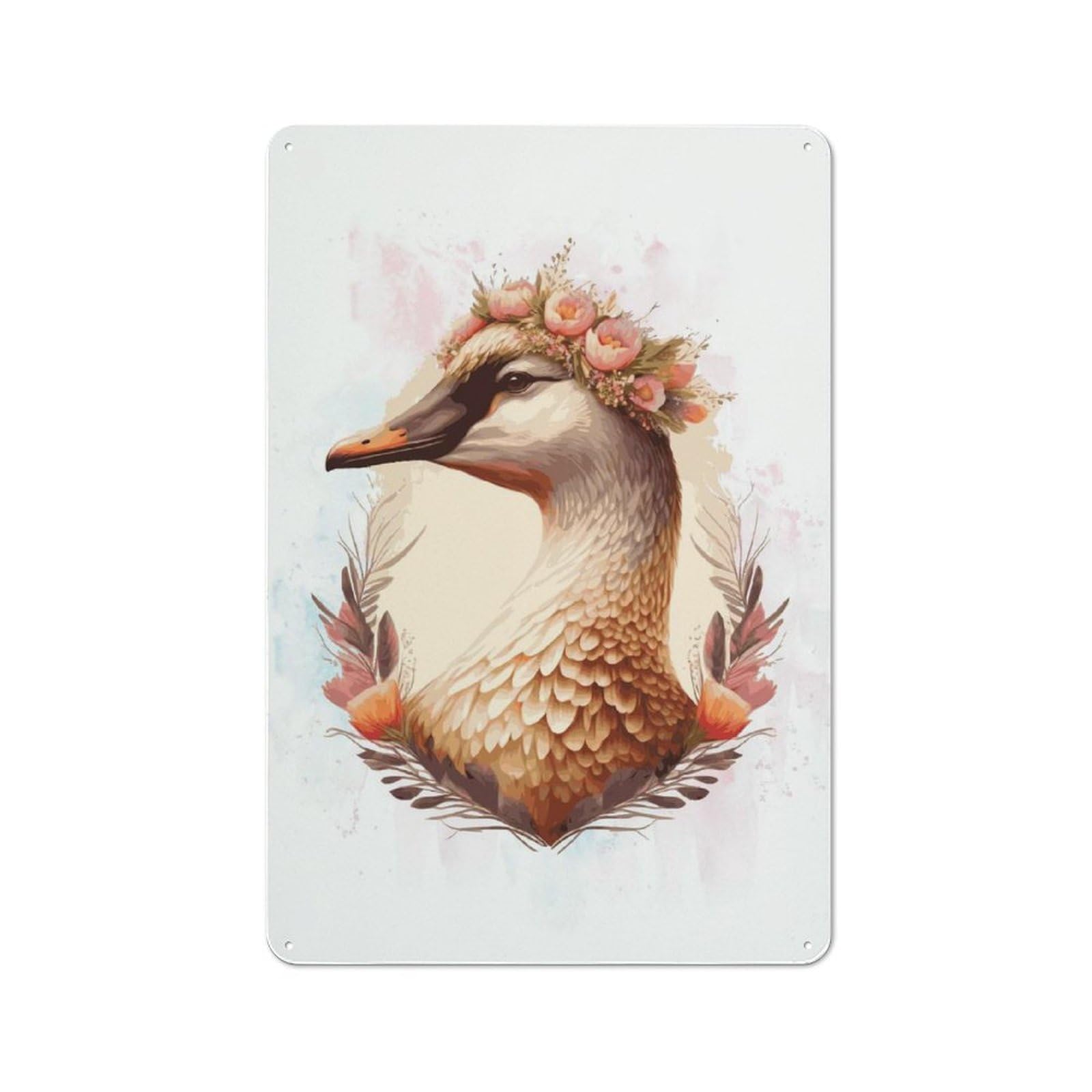 Junmoney Style Floral Goose Farm Animal Metal Wall Art Sign 30X20cm, Vintage Vintage Wall Decor For Lounge, Study, Pub Or Wall Gallery