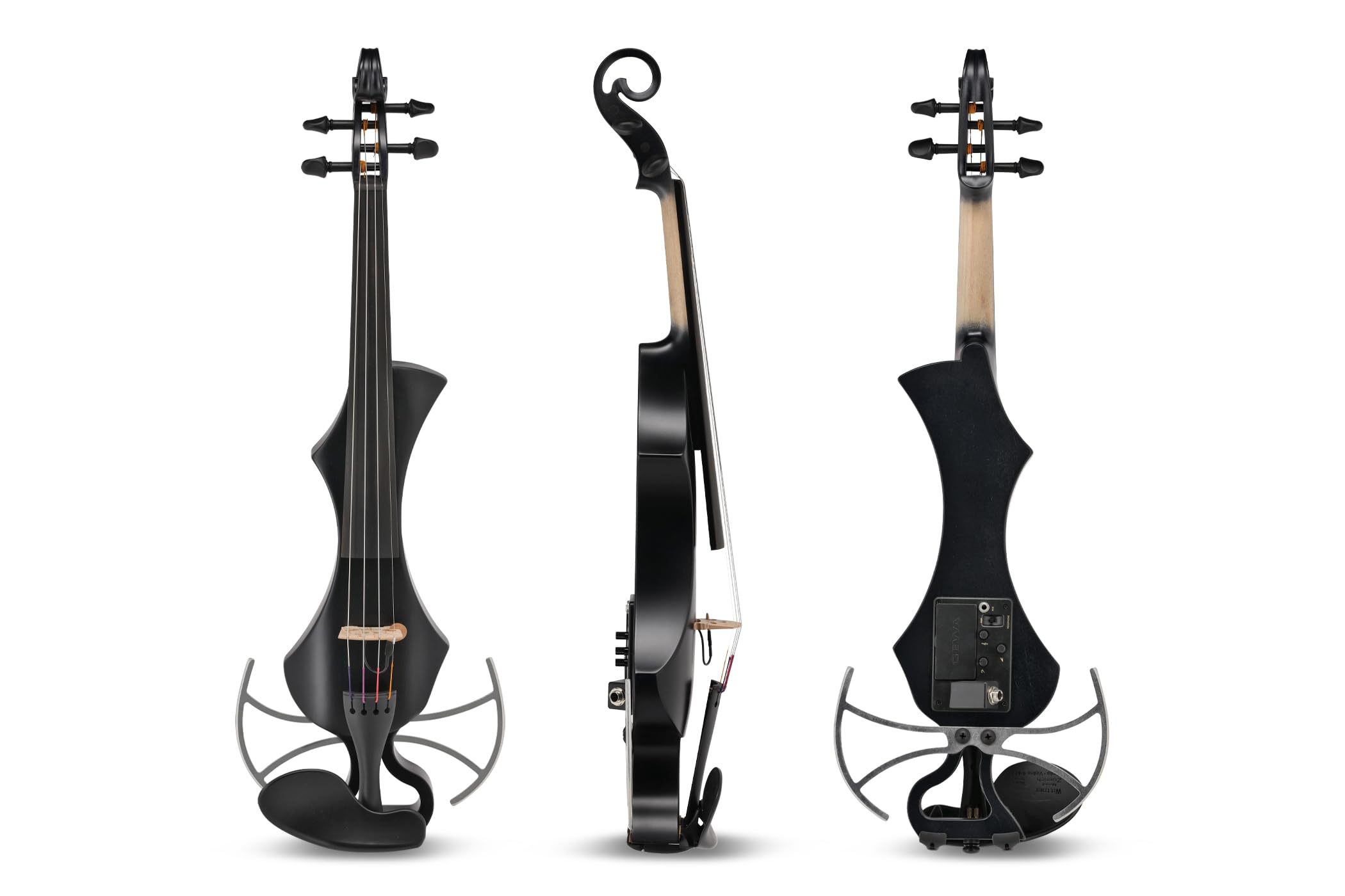 Violino elettrico GEWA, violino elettronico, Novita 3.0 nero con adattatore per poggia spalle, 4 corde