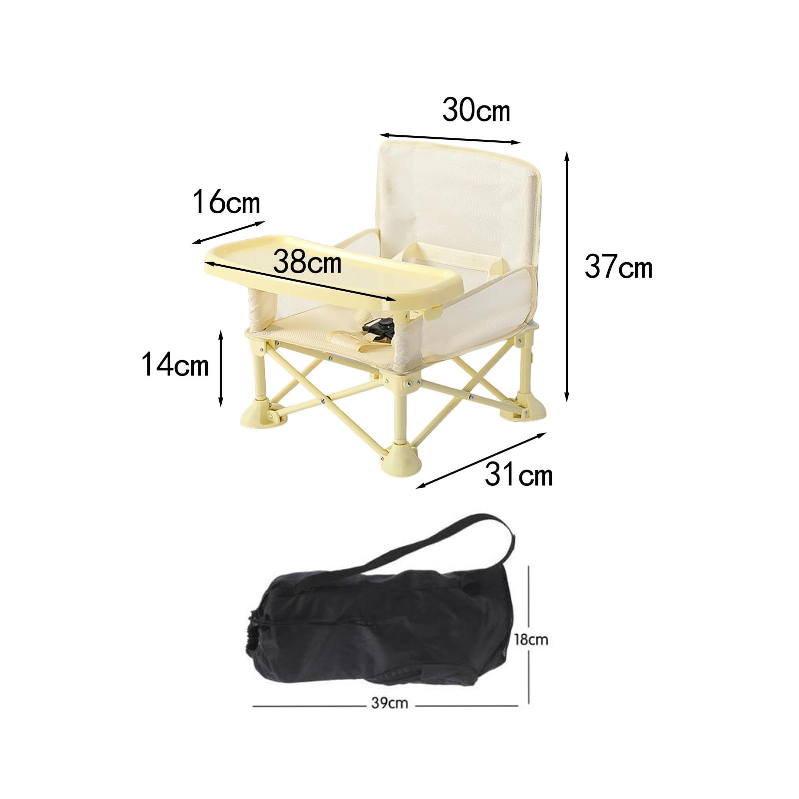 Silla Infantil, Silla de Comedor para Bebés, Silla Elevadora Plegable para Bebés Y Niños, Amarillo, Individual