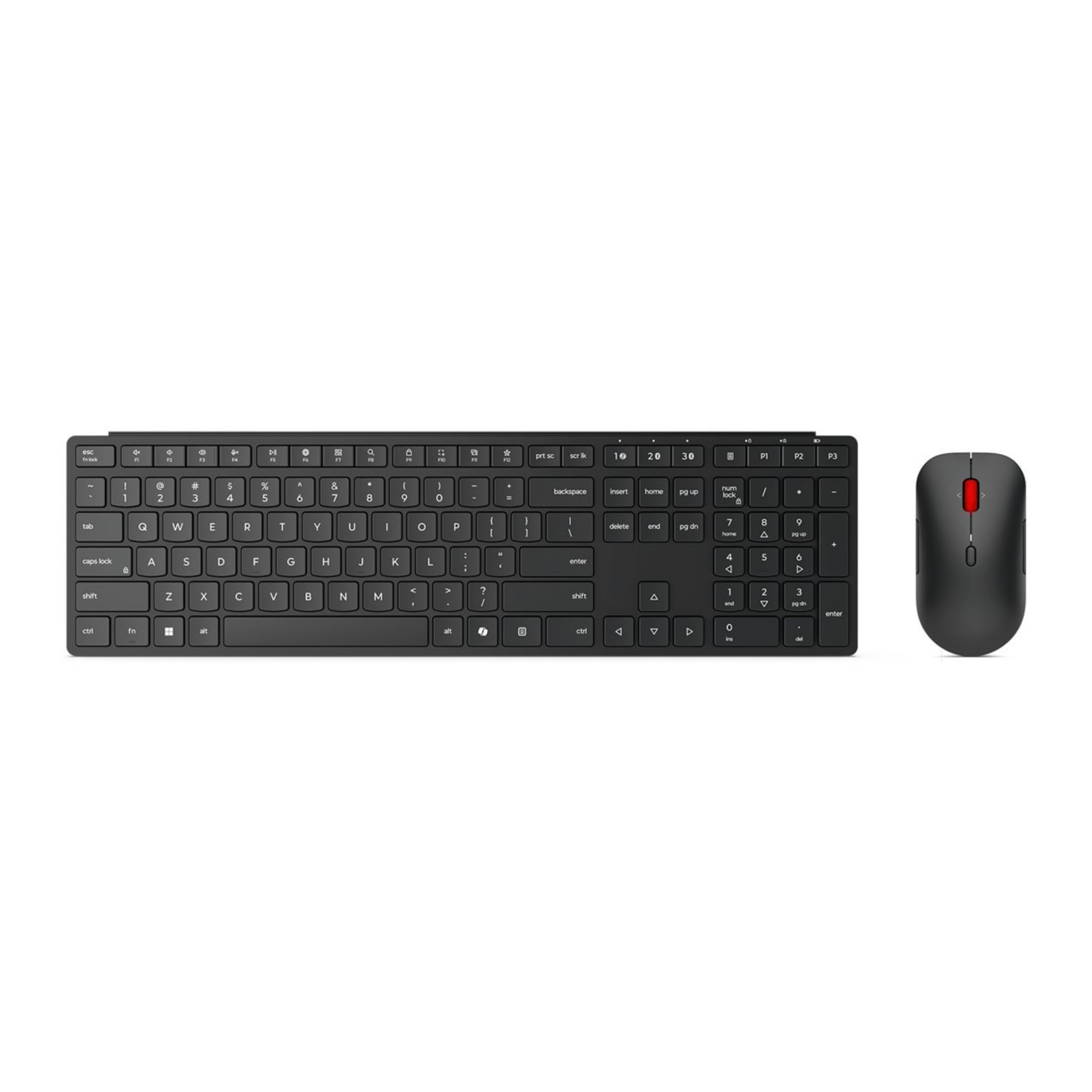 Lenovo Pro Combo 6000 - Tastatur-und-Maus-Set - kabellos - 2.4 GHz, Bluetooth 5.3 - QWERTZ - Deutsch - Finsternis schwarz - braune Box