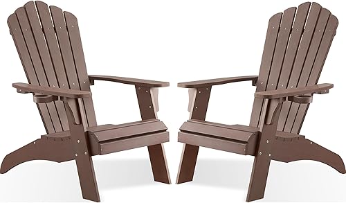 Psilvam Silla Adirondack, silla para hoguera de madera de polietileno de gran tamaño con soporte para tazas, sillas de patio de soporte de 350