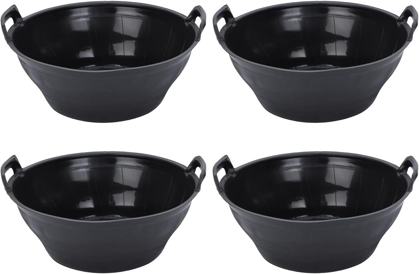 4Pcs Rubber Feed Pan, 12.8 Quart Large Horse Feed Bucket, Heavy Duty Rubber Water Bowl Chicken Dust Bath Livestock Water Bowl for Pig Goat Chicken Dogs Farm Small Animal