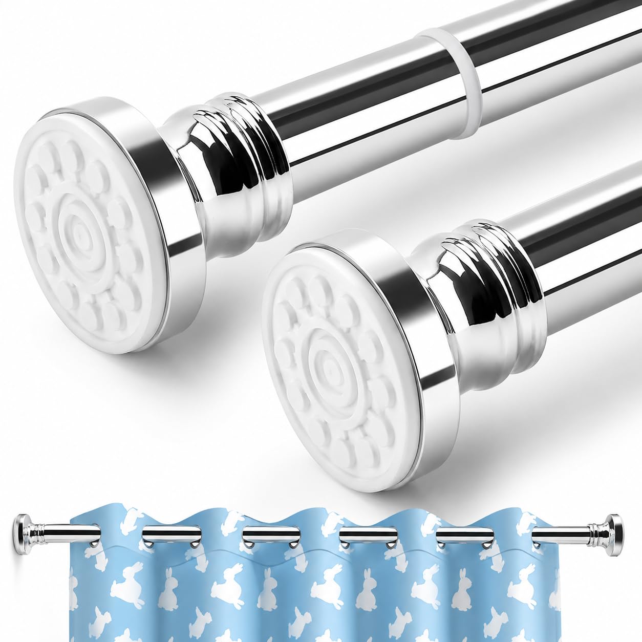 BreeRainz Tringle Rideau Extensible sans Percage De 110 à 290 cm Barre Rideau Barre de Douche Ajustable pour Fenêtre, Salle de Bain, Placard, Armoire, Cuisine, Porte de Balcon, Acier Inoxydable