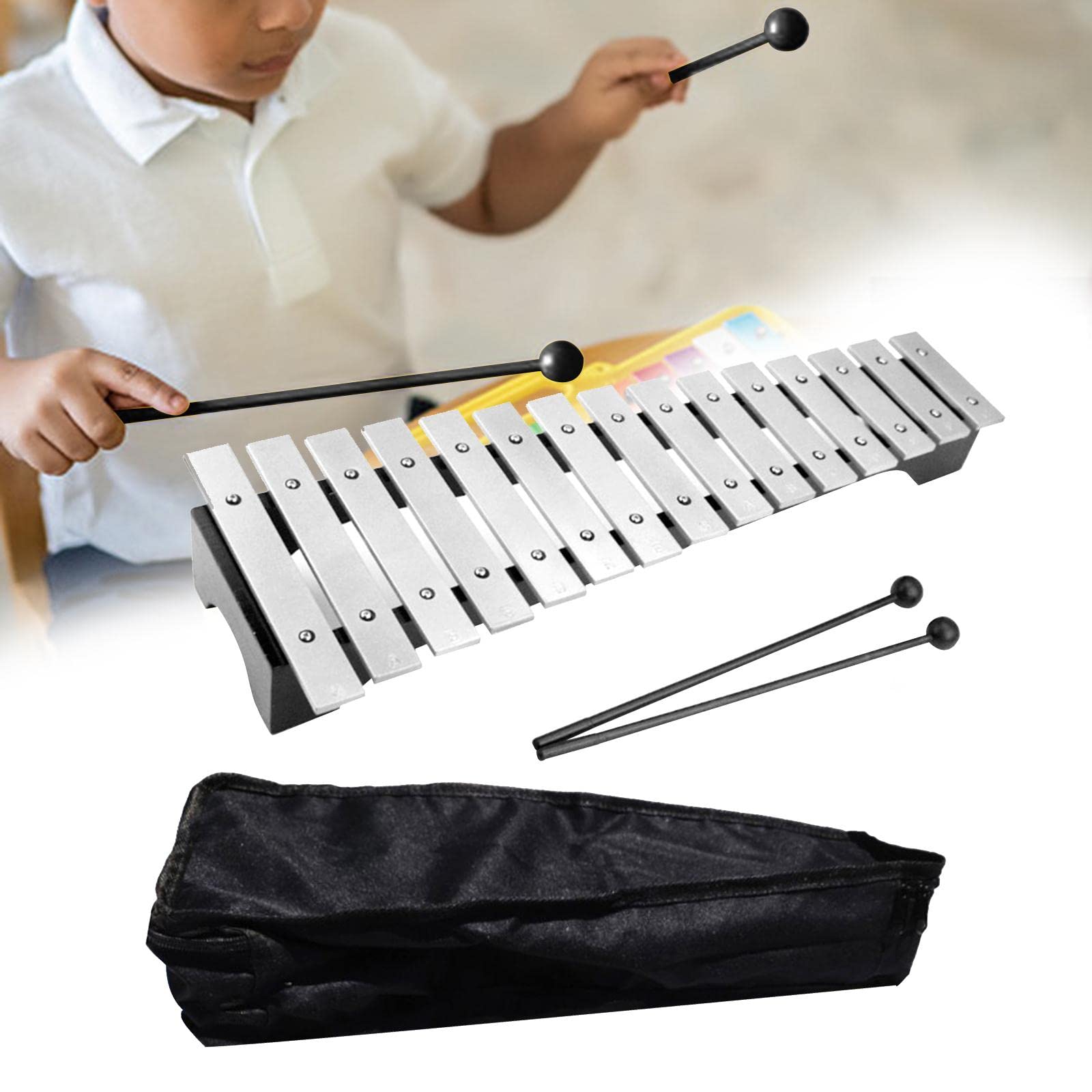 Perfeclan Xilófono Profesional de 15 Notas de Metal, xilófono Glockenspiel, xilófono de percusión para niños