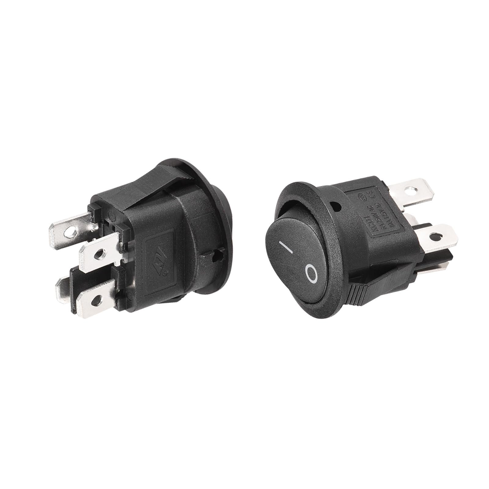 QUARKZMAN 4 Pasador 2 Posición Balancín Alternar Interruptor x 2uds 125V Redondo Barco Balancín Interruptor Broche para Coche Auto Barco Electrodomésticos, [Negro]