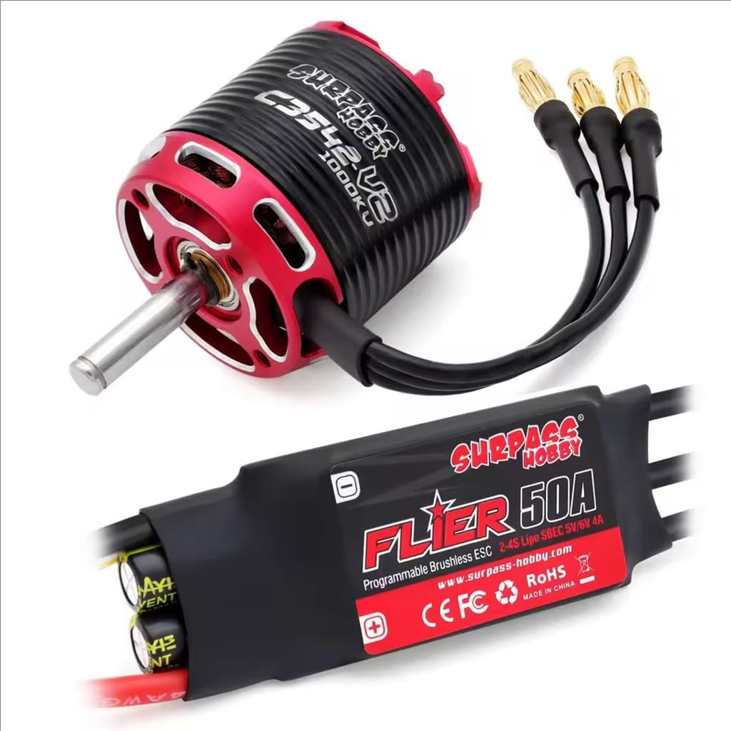 14 biegunów C3542 V2 1000/1250/1450KV Outrunner bezszczotkowy silnik Flier 50A ESC do modelu samolotu RC ze stałym skrzydłem (1000KV + Flier 50A)