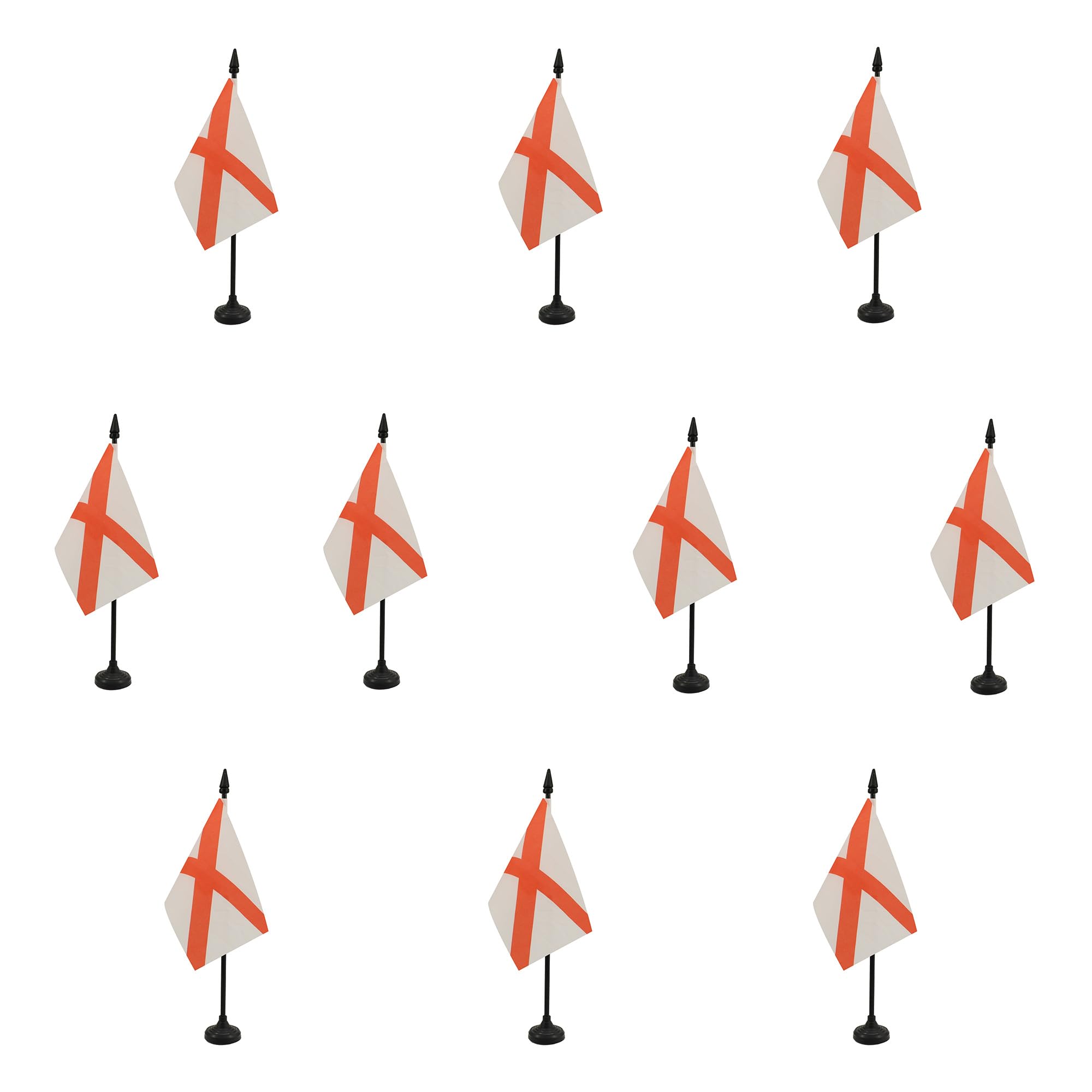 AZ FLAG - Set of 10 Alabama Table Flag 4'' x 6'' - 10 Small US state of Alabama Office Flags 100% Polyester 15 x 10 cm - Mini Desk Flag with 10'' Pole and Black Plastic Base