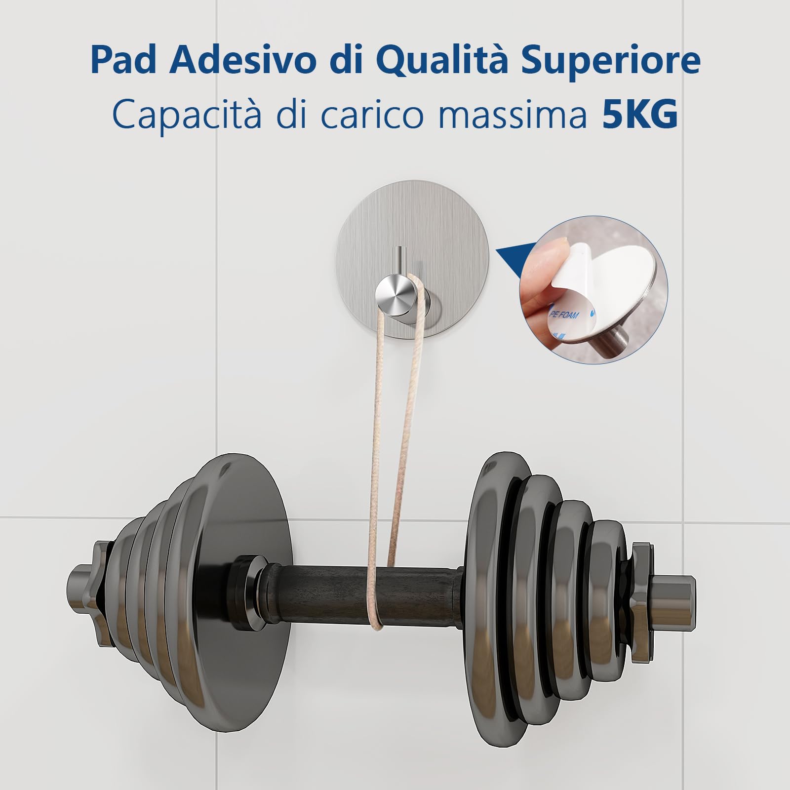 Feligio Ganci Adesivi Cucina, Appendi Accappatoio Bagno, Ganci Appendiabiti Adesivo, Appendini Adesivi Forte Senza Foratura, Argento 8 Pezzi