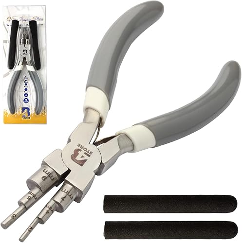 4BStore Alicates 6 en 1 para hacer fianzas con agarre de espuma extra, alicates de alambre para fabricación de joyas, mango de agarre cómodo, bucles